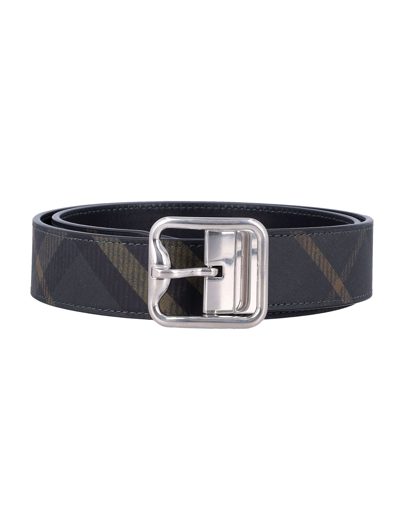 Shop Burberry Reversible Buckle Belt In Shadow