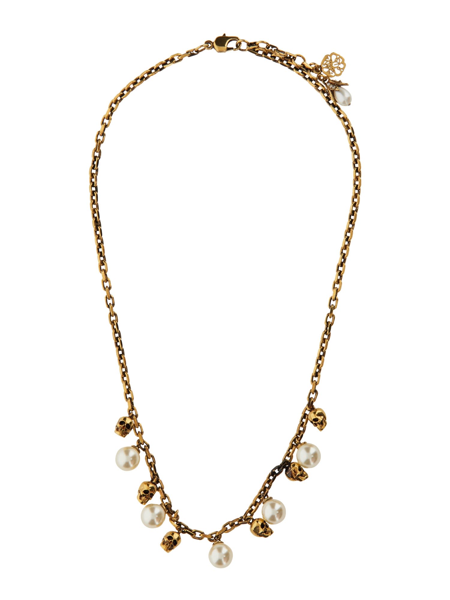 Alexander McQueen Pearl And Skull Necklace