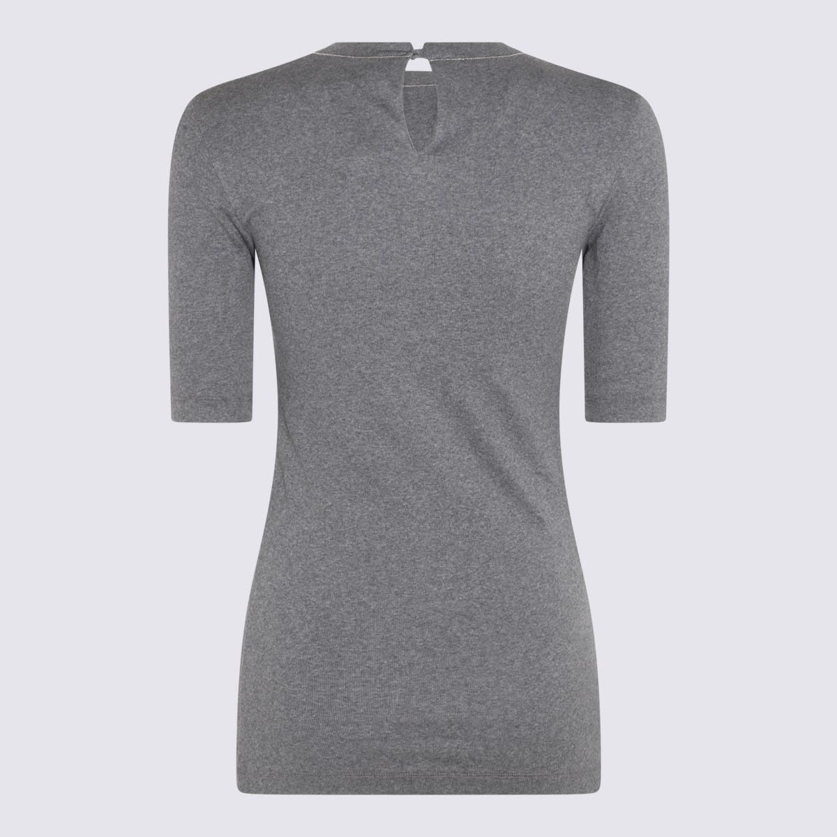 Shop Brunello Cucinelli Rhutenium Cotton Stretch T-shirt In Grey