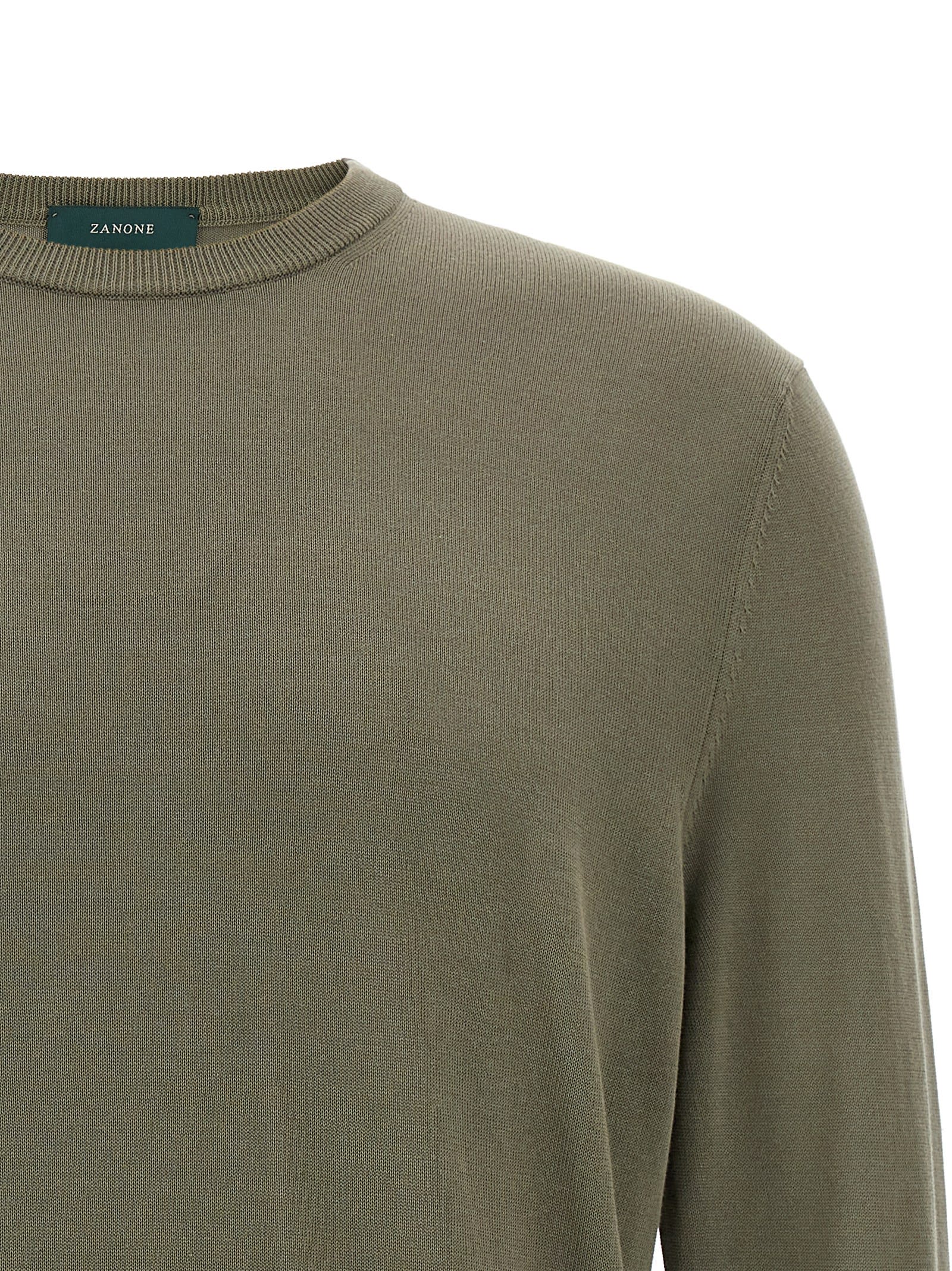 Zanone Cotton Sweater In Green