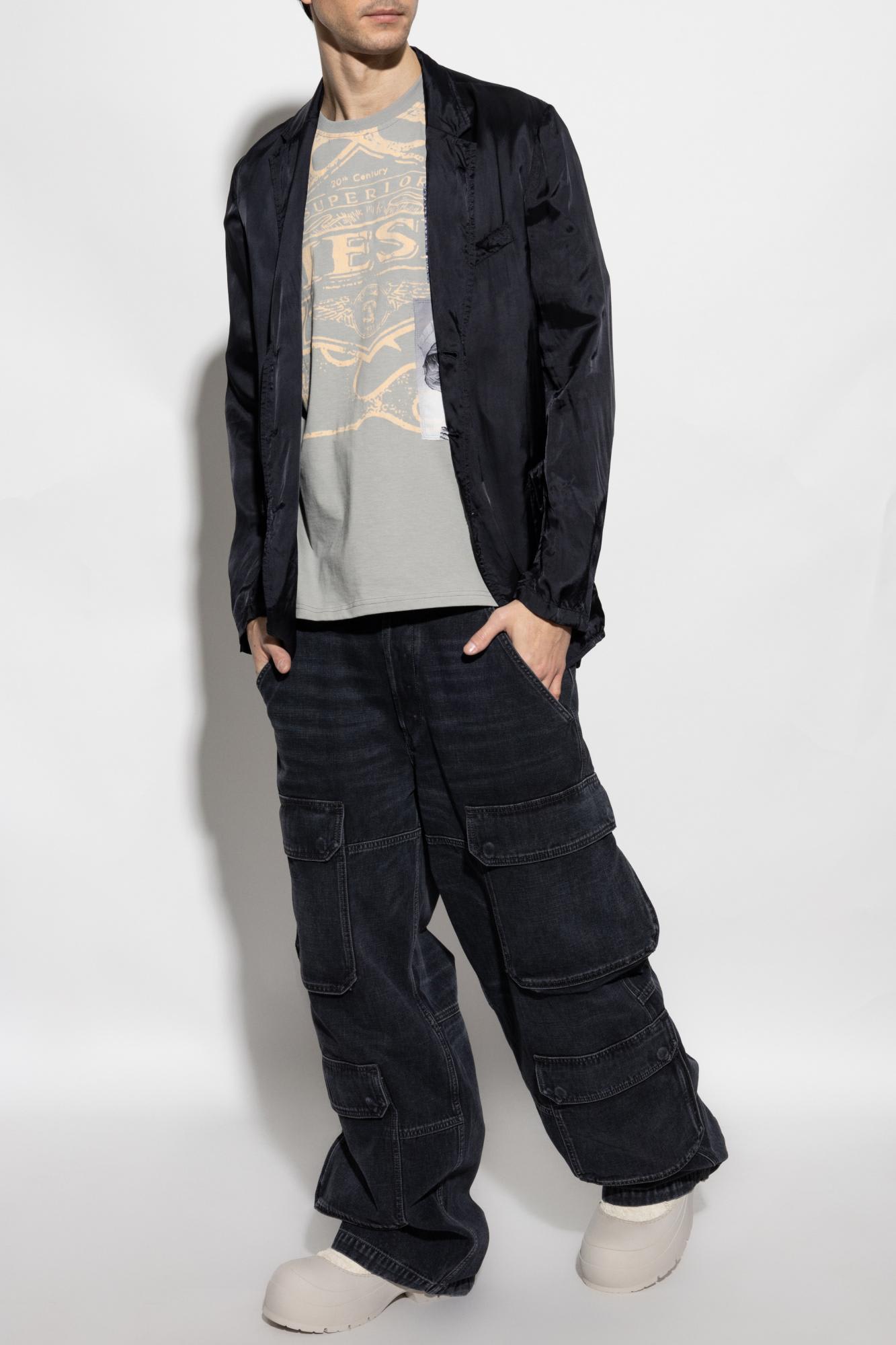 Diesel T-boxt Slits R8 Graphic Patch T Shirt In Grey