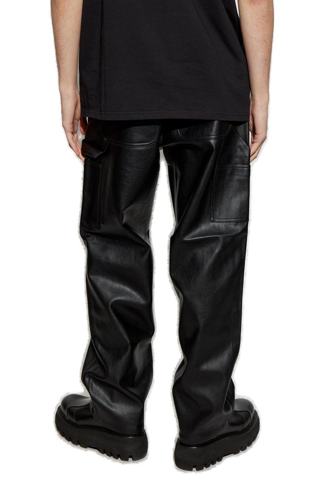 Carhartt Black Single Knee Pu Leather Cargo Pants In Black