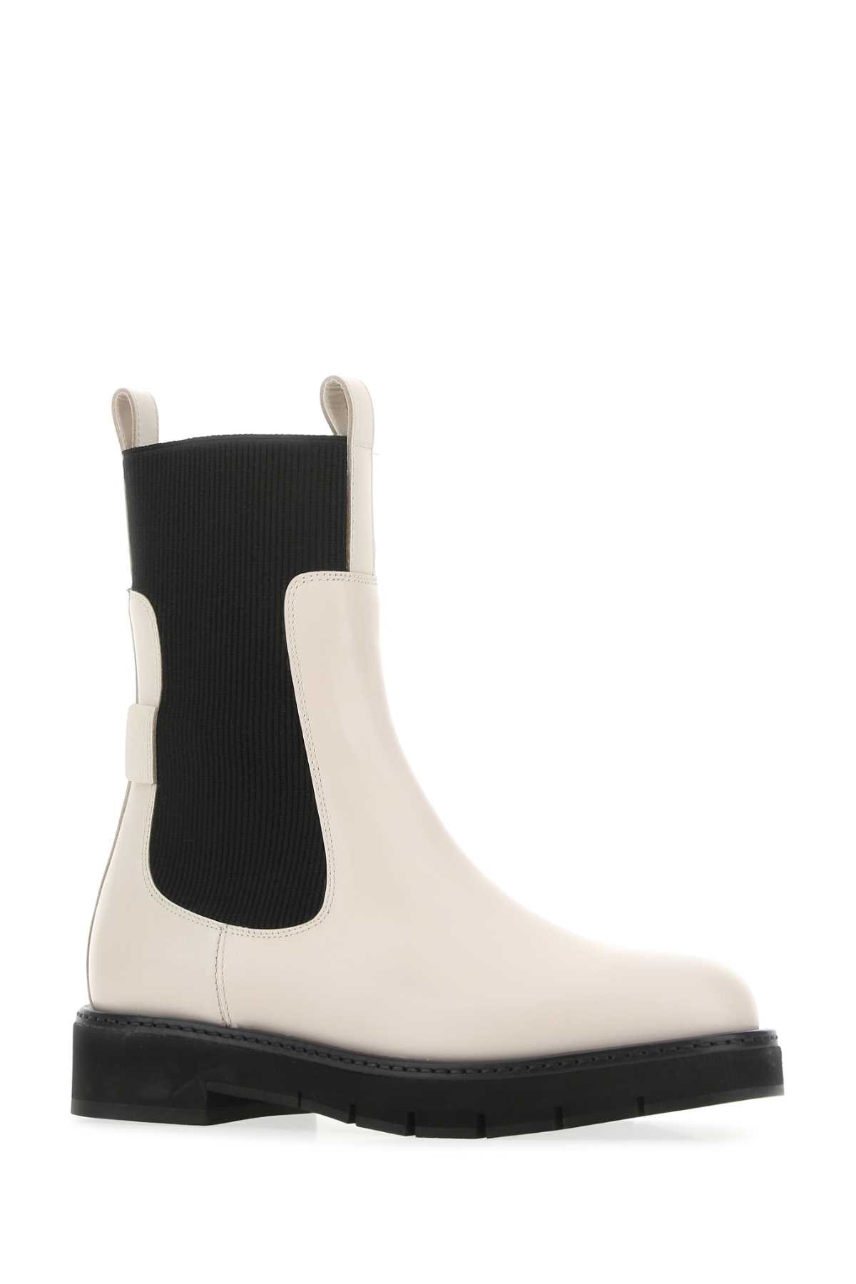 Shop Ferragamo Ivory Leather Rook Ankle Boots In Bonnerbis