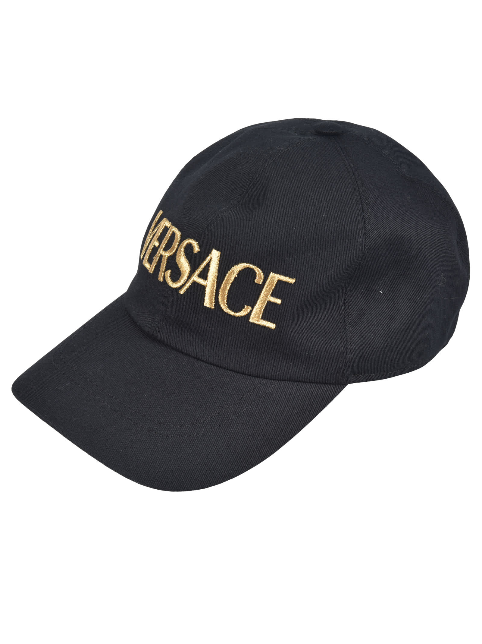 Versace Logo Embroidered Cap In Nera
