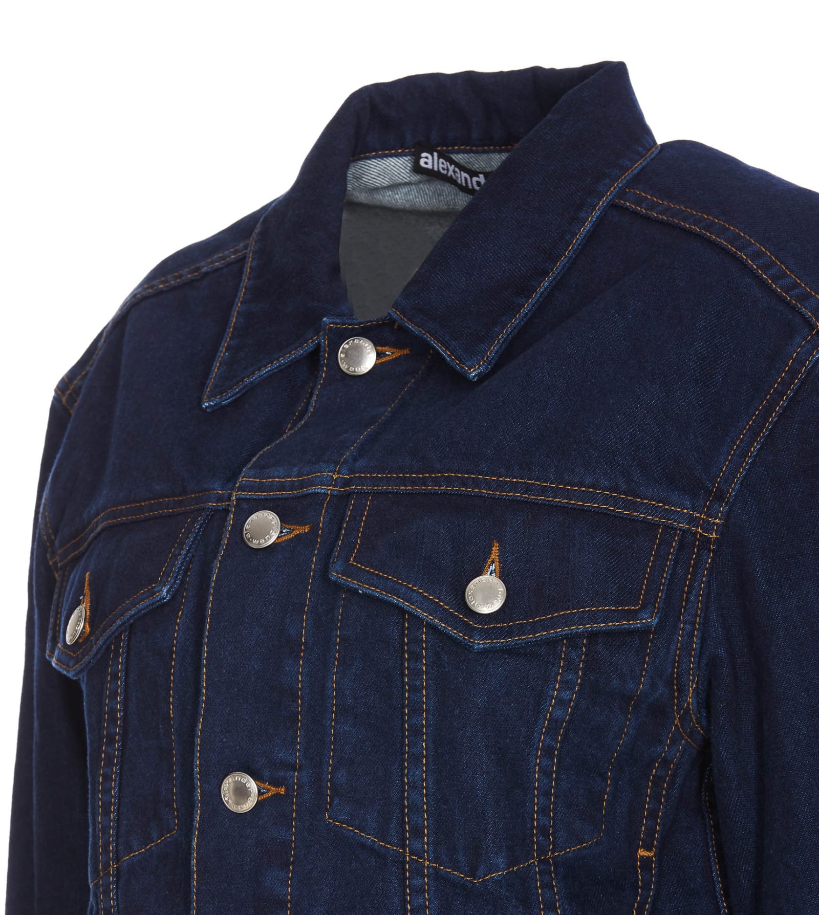 Shop Alexander Wang Crystal Denim Jacket In A Clean Bright Indigo