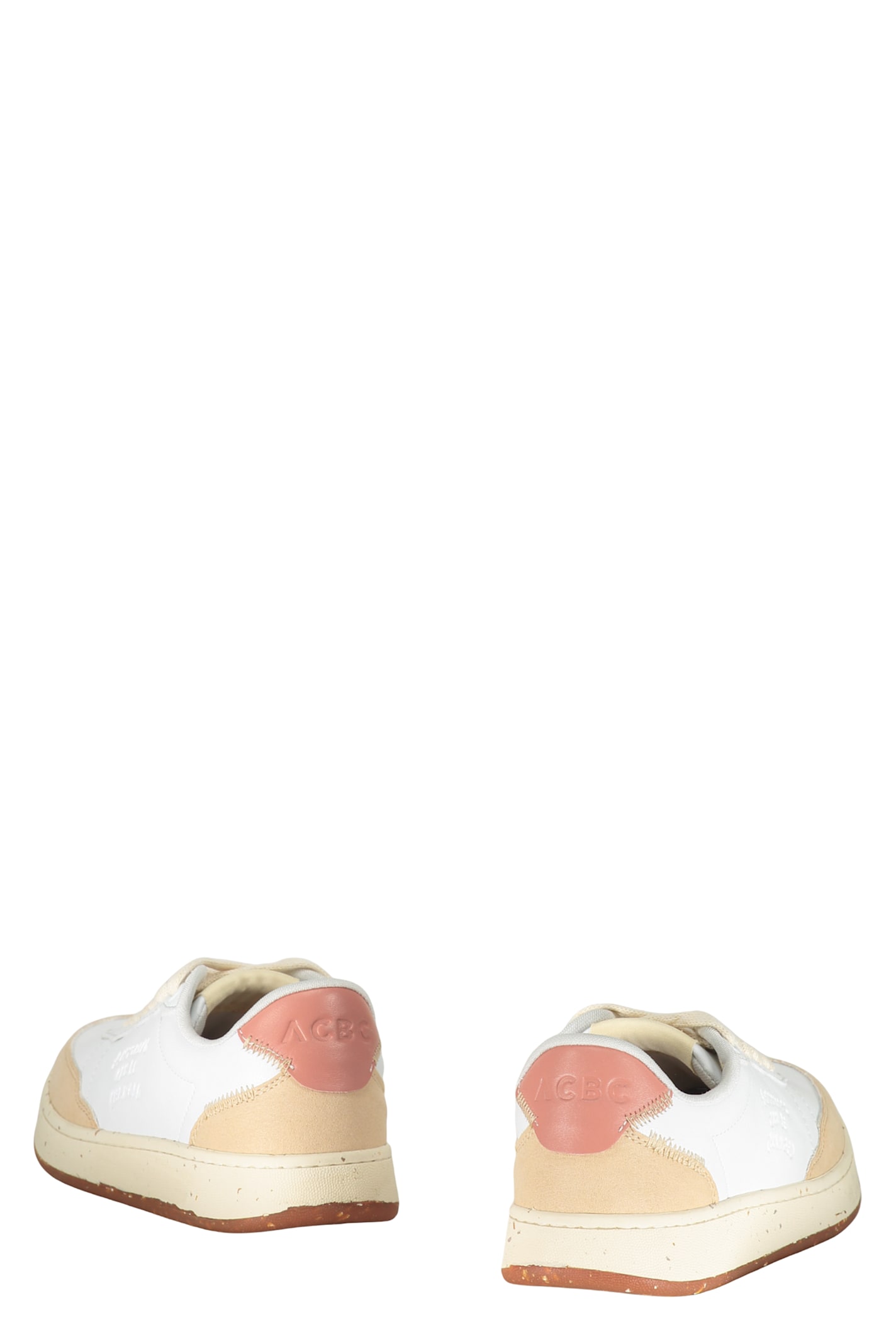 Acbc White Minimalist Sneakers With Beige Details In White
