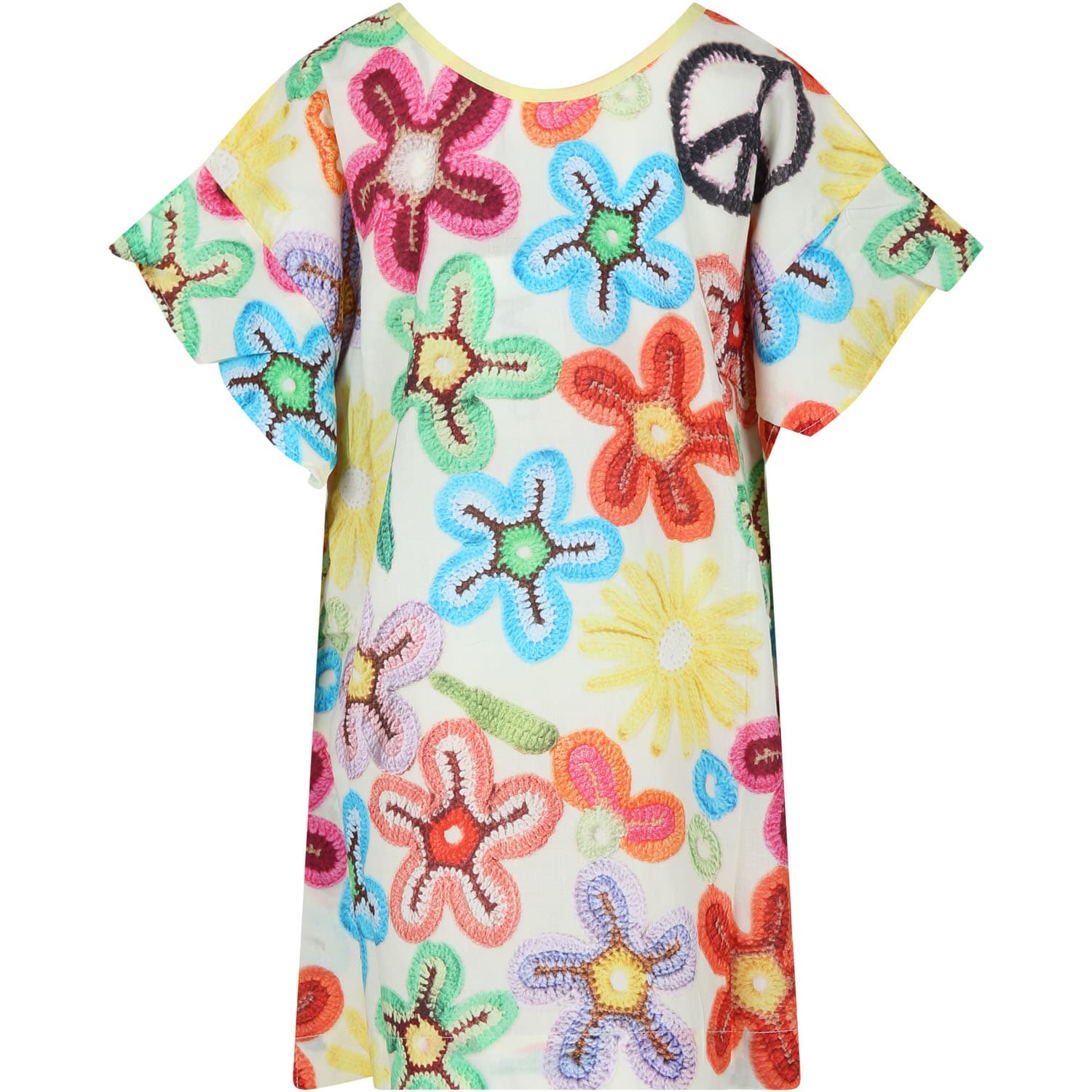 Shop Molo Yellow Swimsuit Cover-up For Girl With Flowers Print In Multicolor