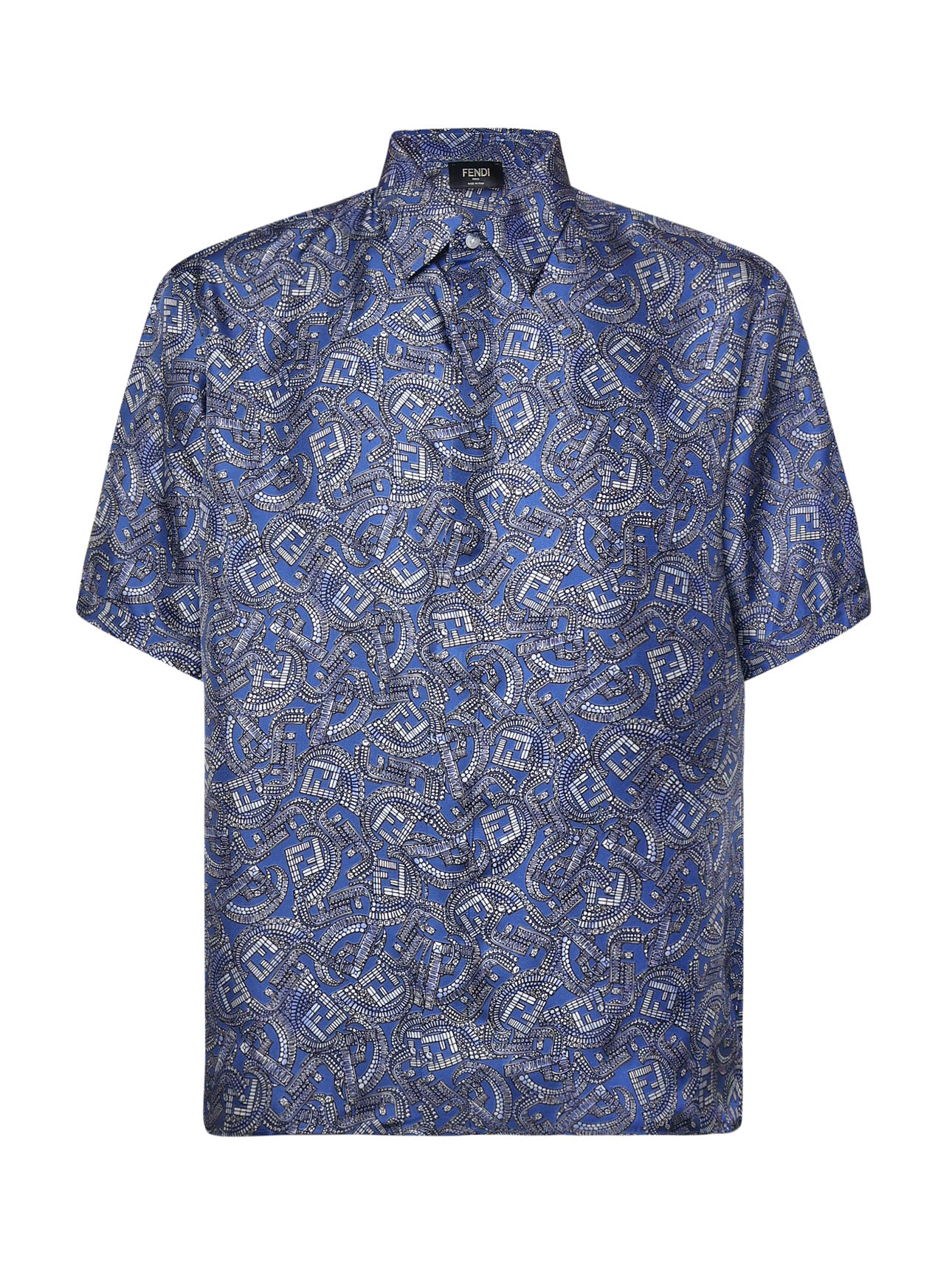 Fendi Logo-print Linen Shirt In Sapphire