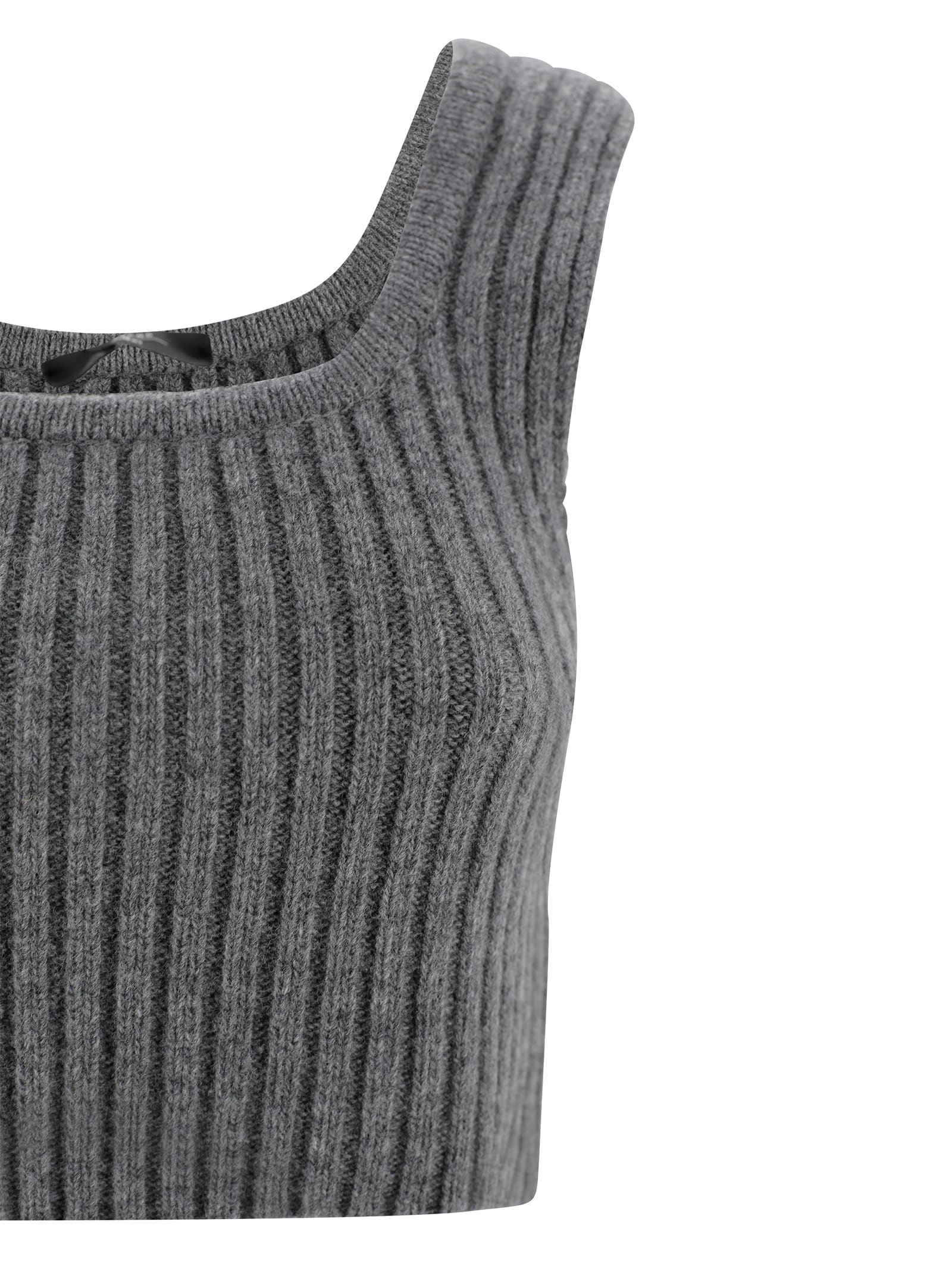Weekend Max Mara Sleeveless Wool Top Square Neckline In Gray