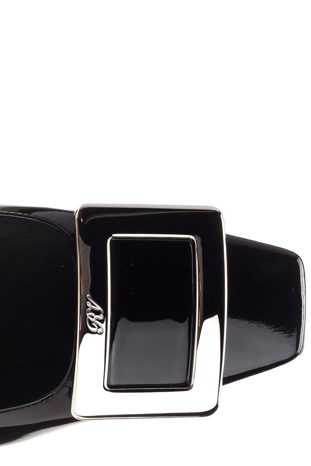 Roger Vivier Black Calfskin Pumps With Buckle And Wide Heel In Nero
