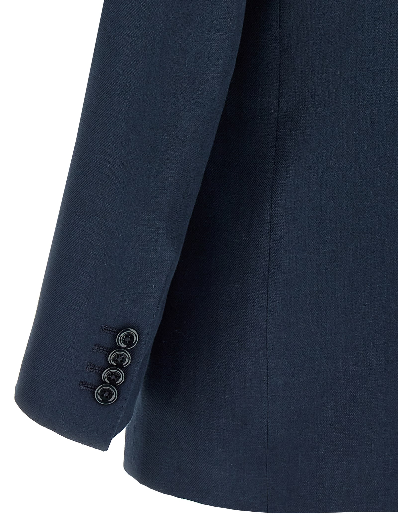 Tagliatore Tailored Jacket With Structured Shoulders And Vent In Blue