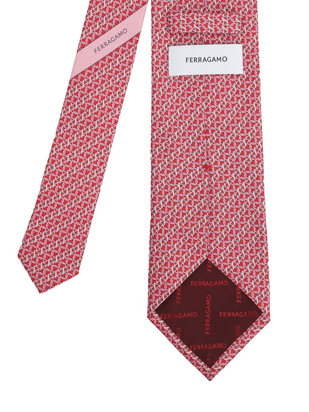 Ferragamo Gancini Print Tie In Pink