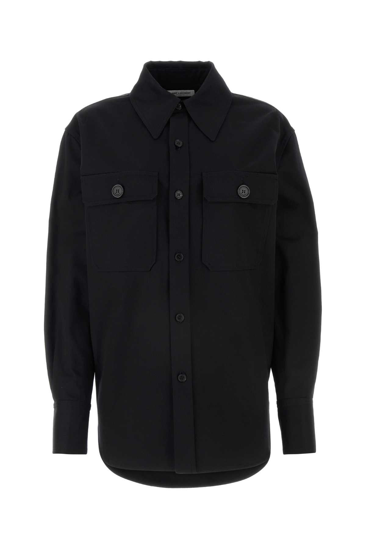 Saint Laurent Black Cotton Shirt In Noir