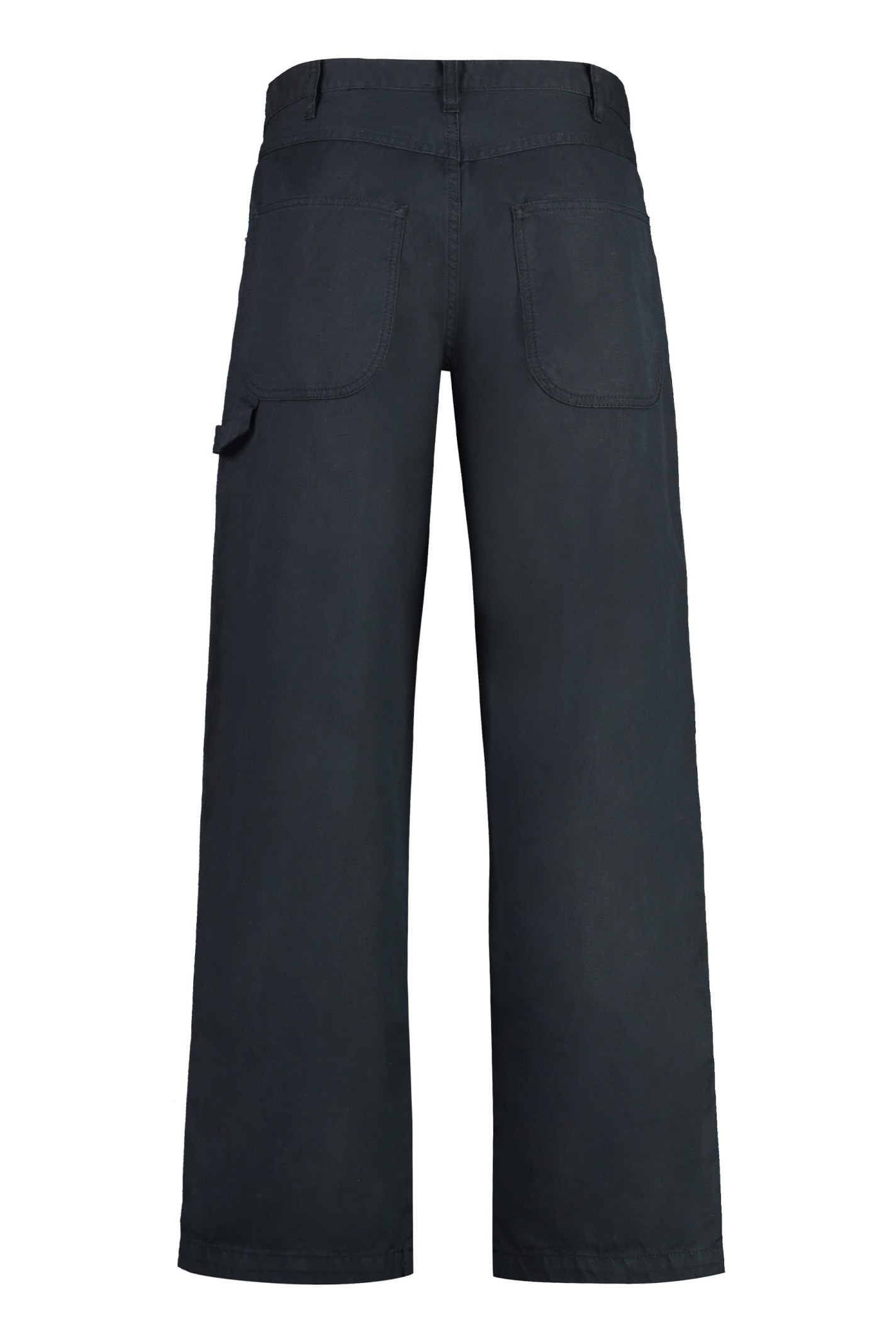 Shop Isabel Marant Cotton-linen Trousers In Blue