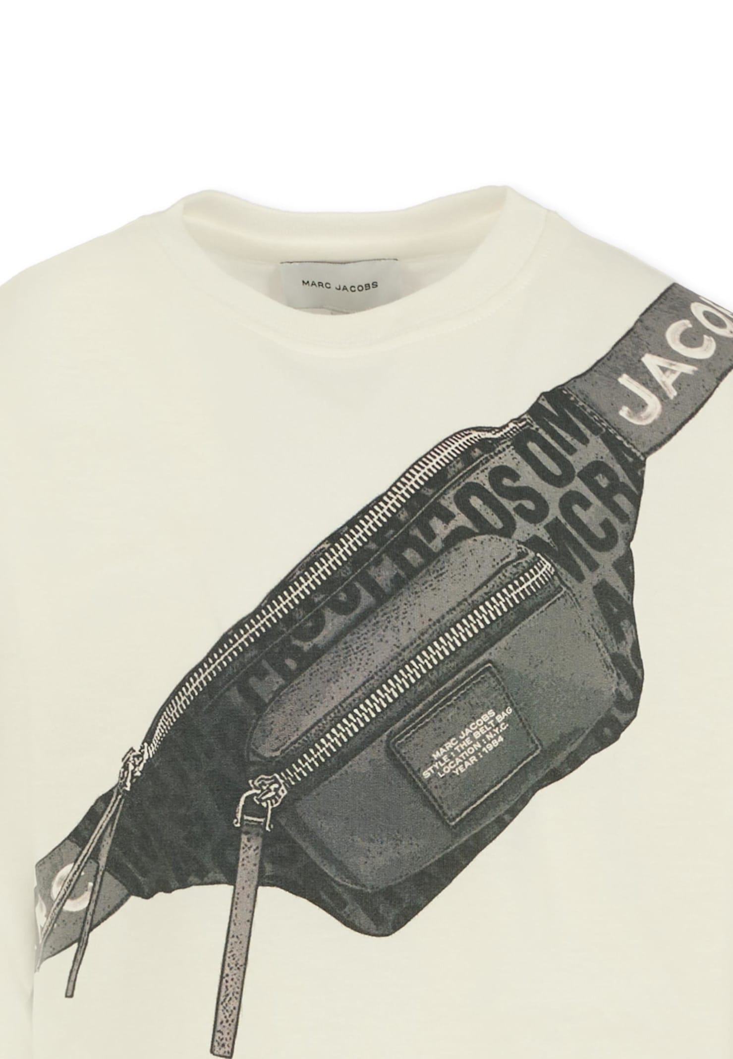 Marc Jacobs Ivory T-shirt For Boy With Pouch Print In Neutral