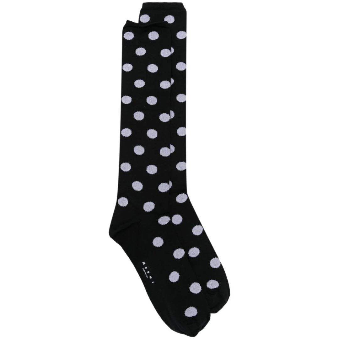 Shop Marni Jacquard Small Polka Dots Socks In Black