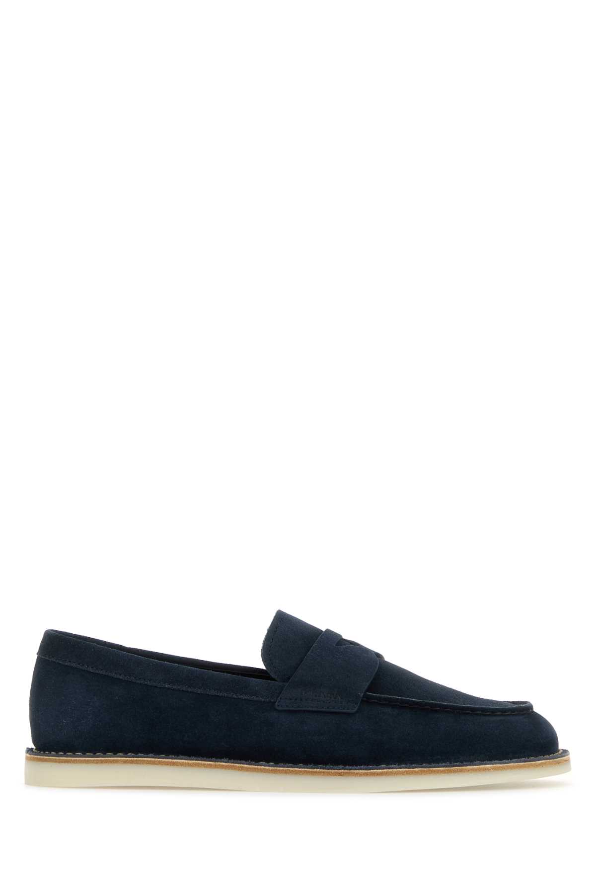 Prada Round Toe Loafers In Blue