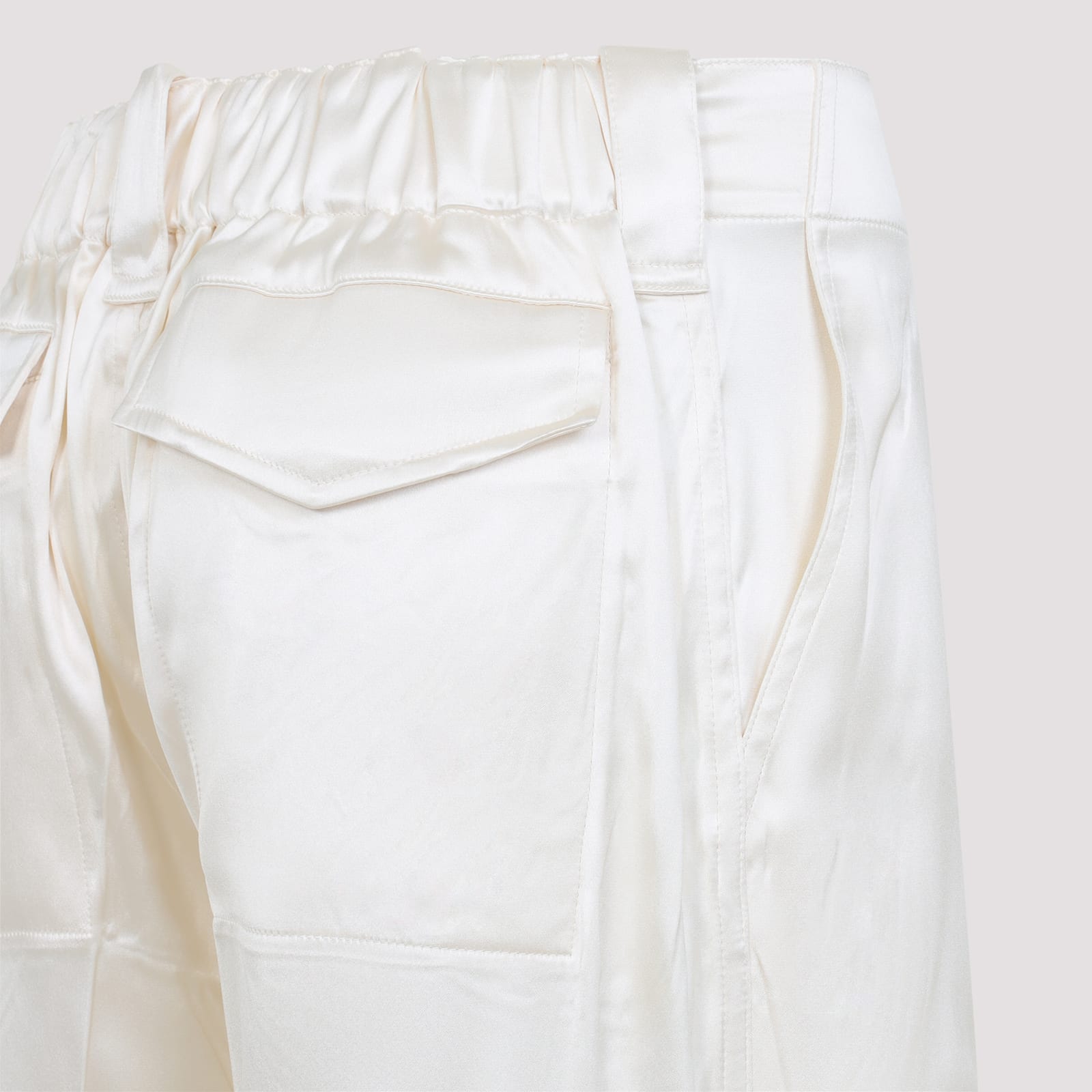 Phoebe Philo Liquid Cargo Pants In Silk Blend In White