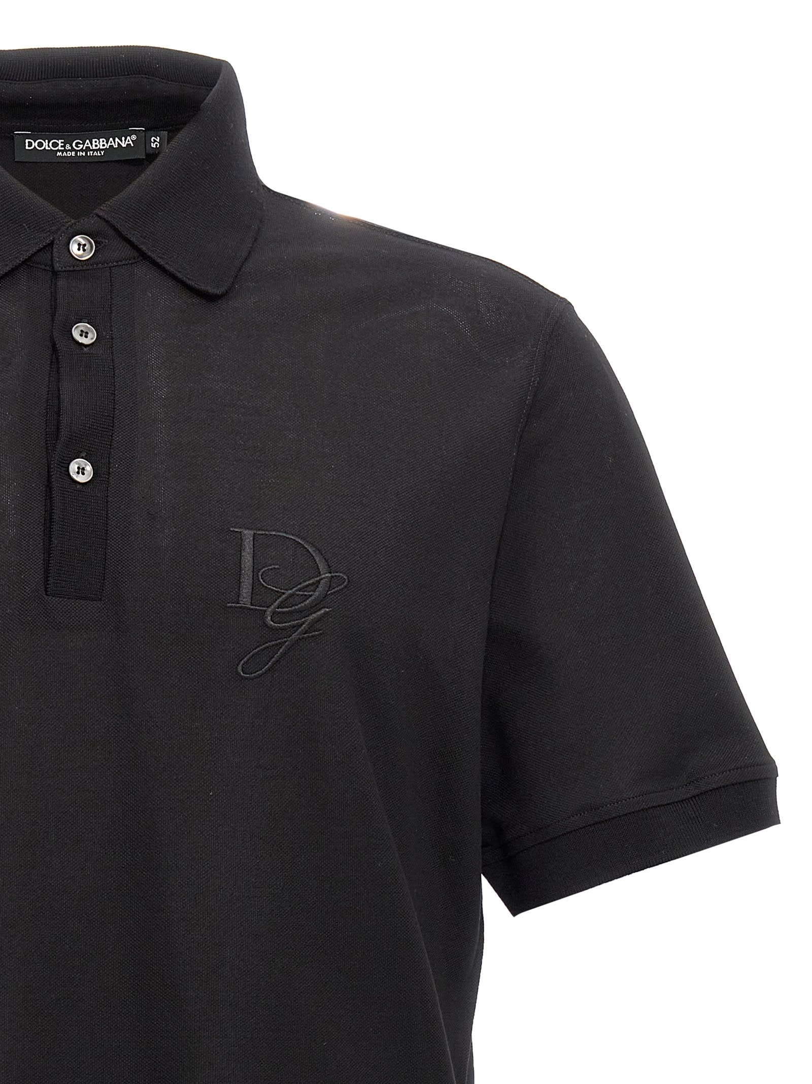 Shop Dolce & Gabbana Logo Embroidery Polo Shirt In Black