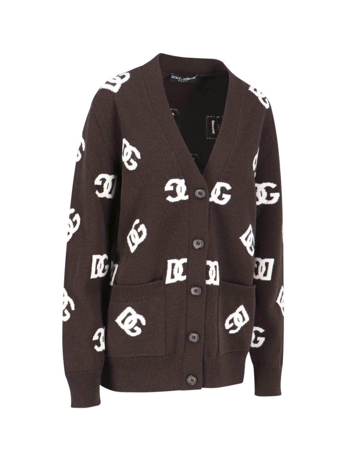 Shop Dolce & Gabbana Dg Monogram Cardigan In Brown