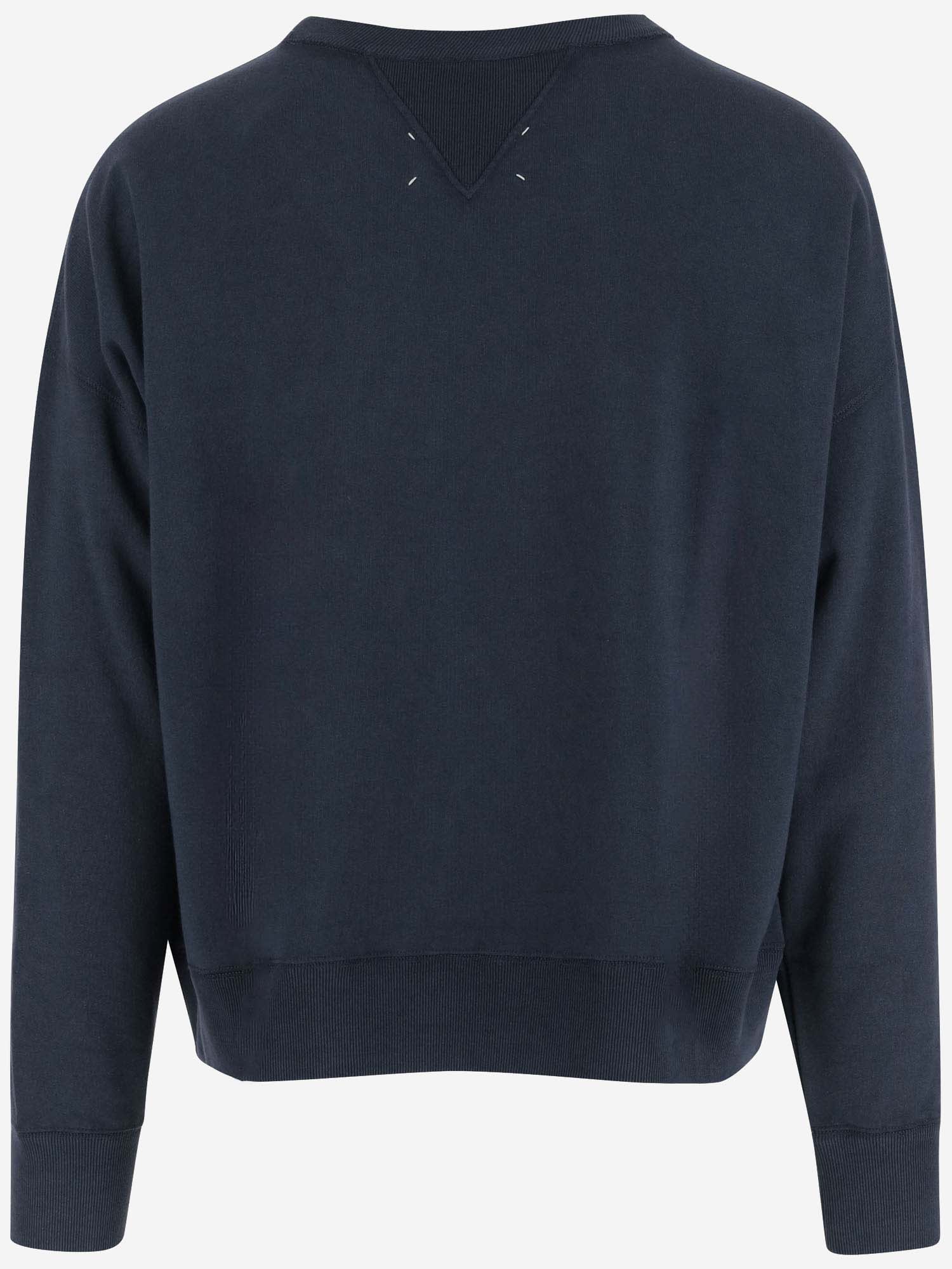 Shop Maison Margiela Cotton Sweatshirt With Logo In Blue