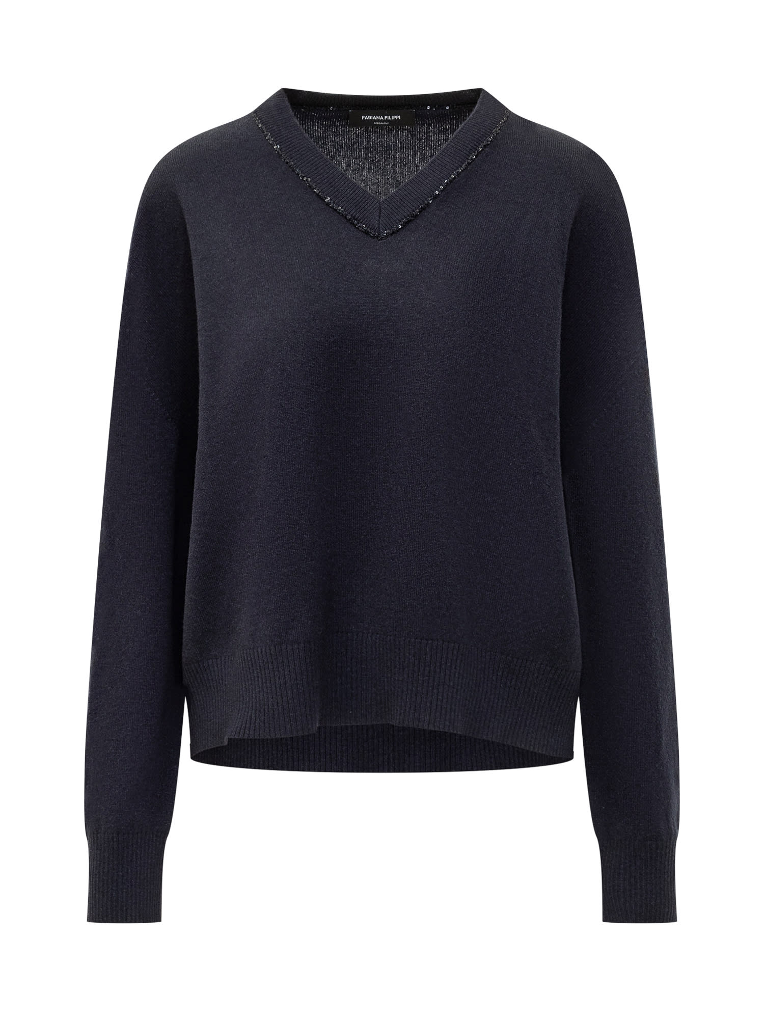 Shop Fabiana Filippi Sweater In Blu Inchiostro