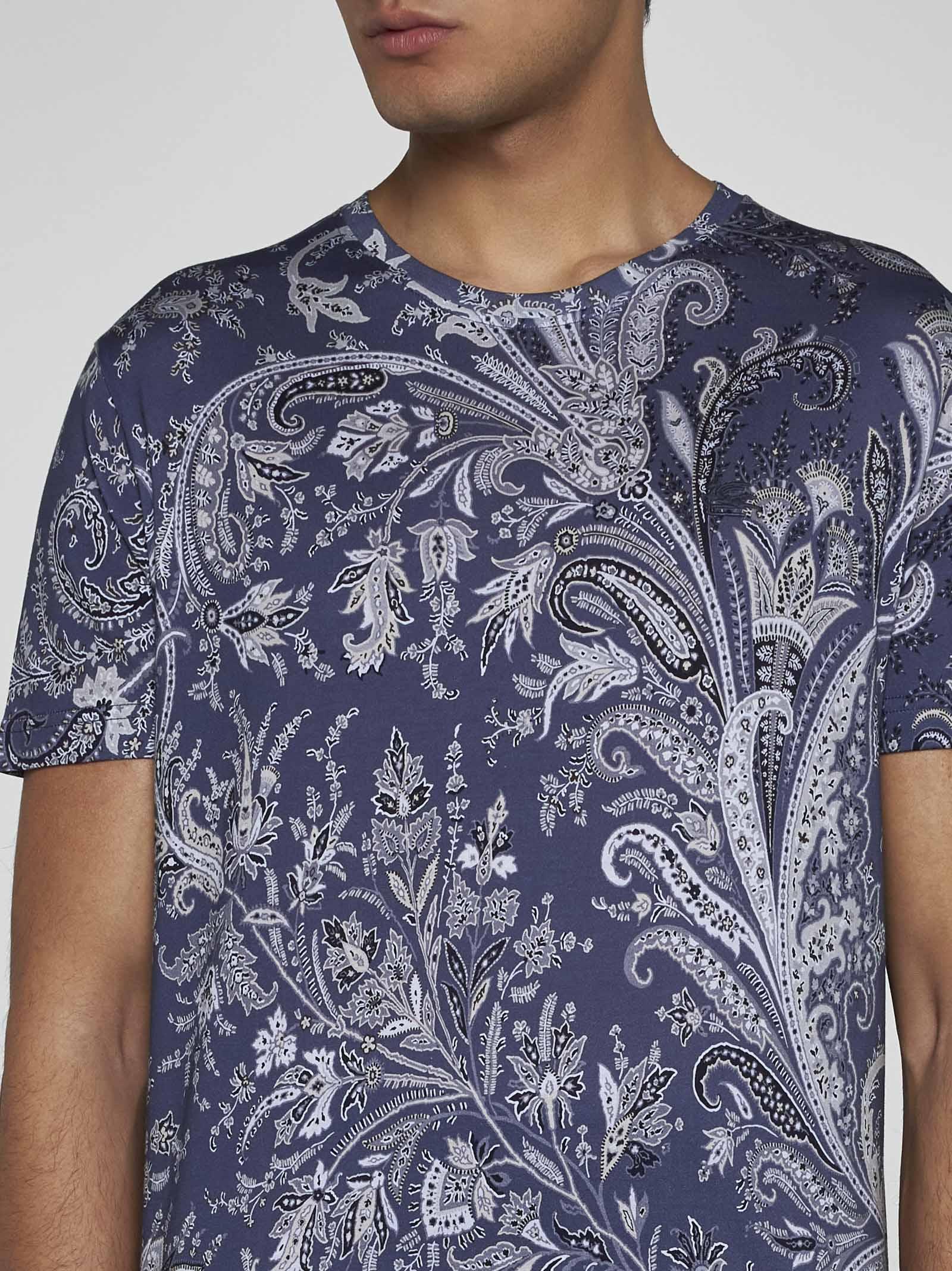 Shop Etro Paisley Print Cotton T-shirt In Blue