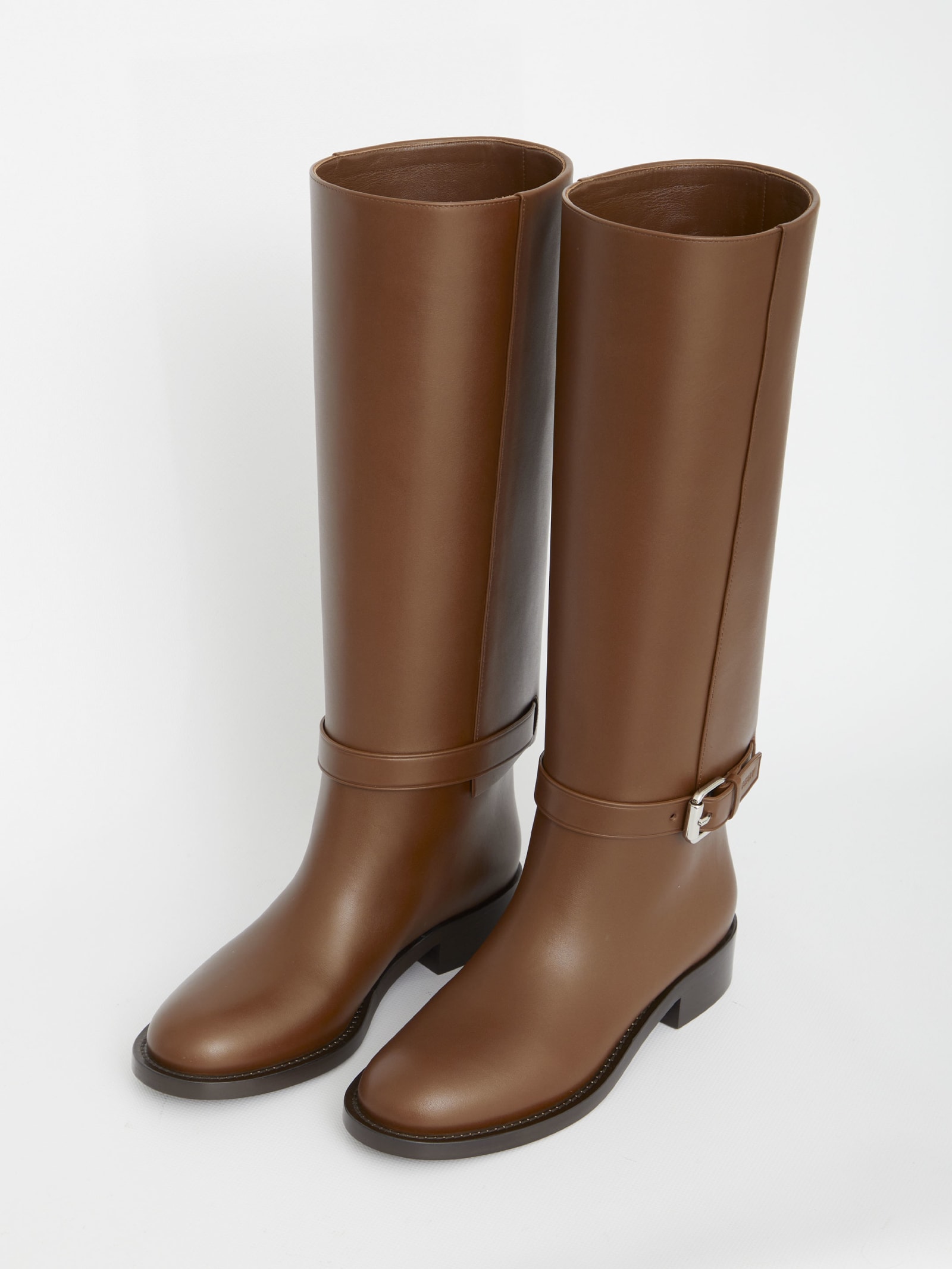 Shop Burberry Leather Boots In Brown