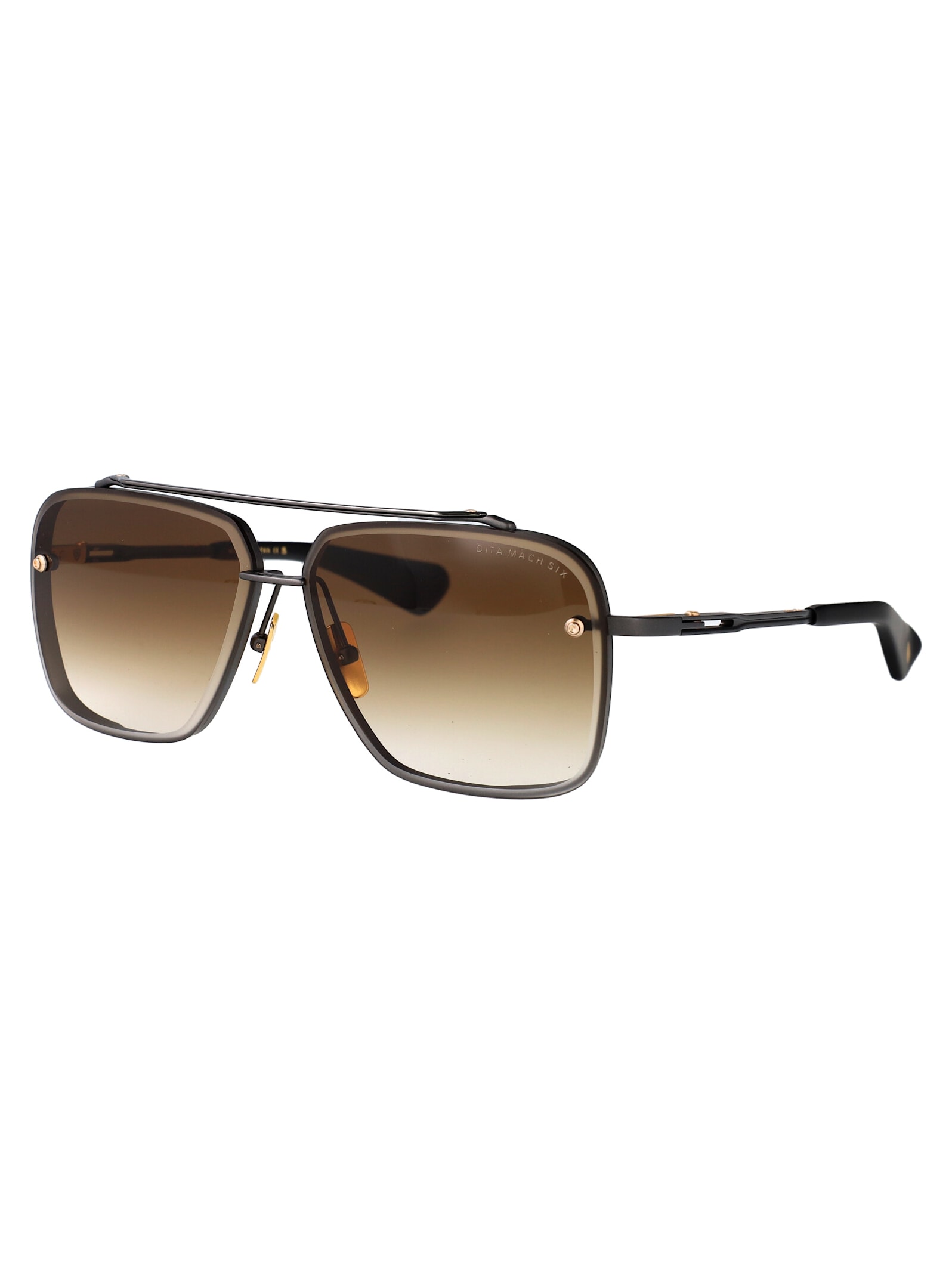 Dita Mach-six Sunglasses In Black Iron - Black Rhodium W/ Dark Brown To Clear - Ar
