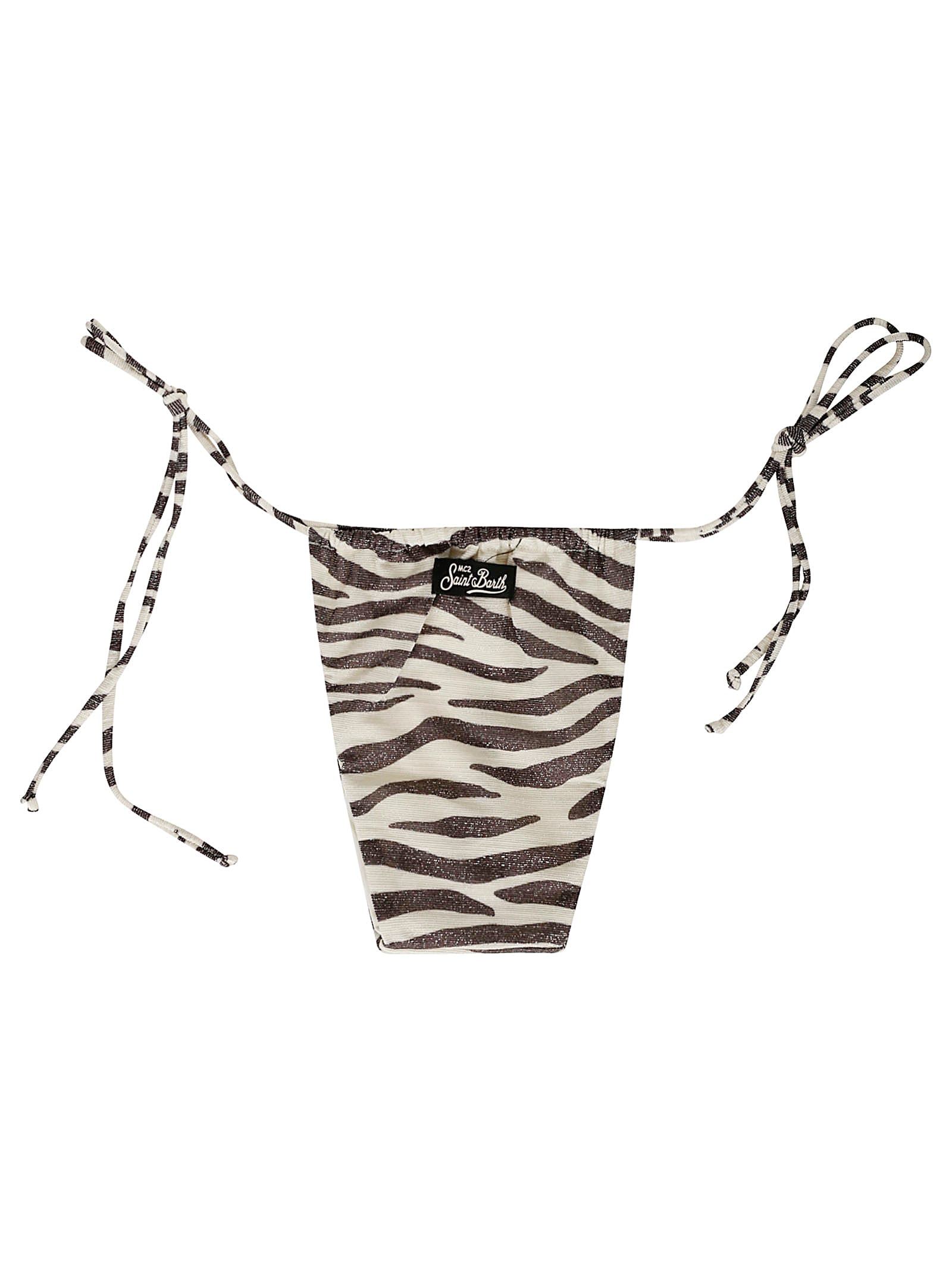 Mc2 Saint Barth Zebra-print Tie-side Bikini Briefs In Neutral