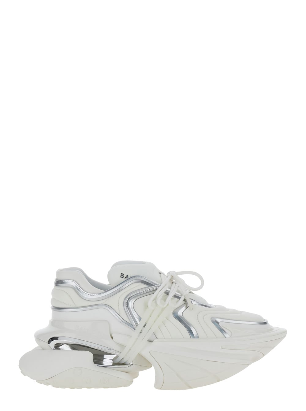 Shop Balmain Unicorn White Sneakers With With Embossed Logo On The Side In Tech Fabric Man