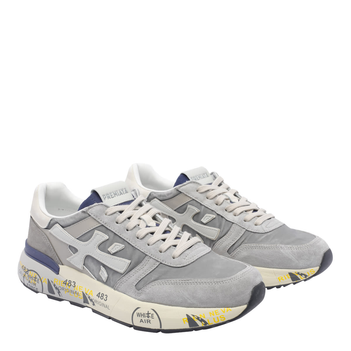 Premiata Mick Sneakers In Grey Suede And Fabric In Gray