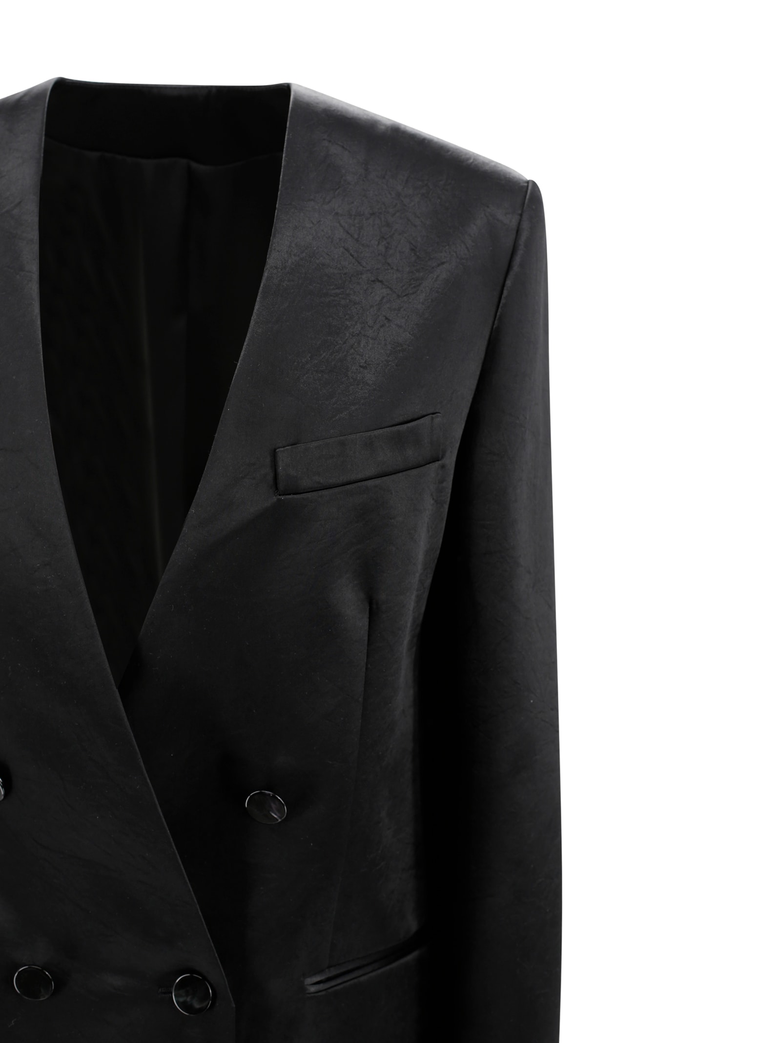 Philosophy Di Lorenzo Serafini V-neck Satin Blazer With Double-breasted Closure In Black