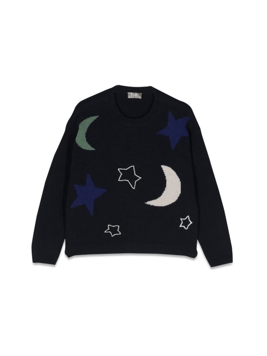 Shop Il Gufo Moon And Stars Choker Pullover In Multicolour