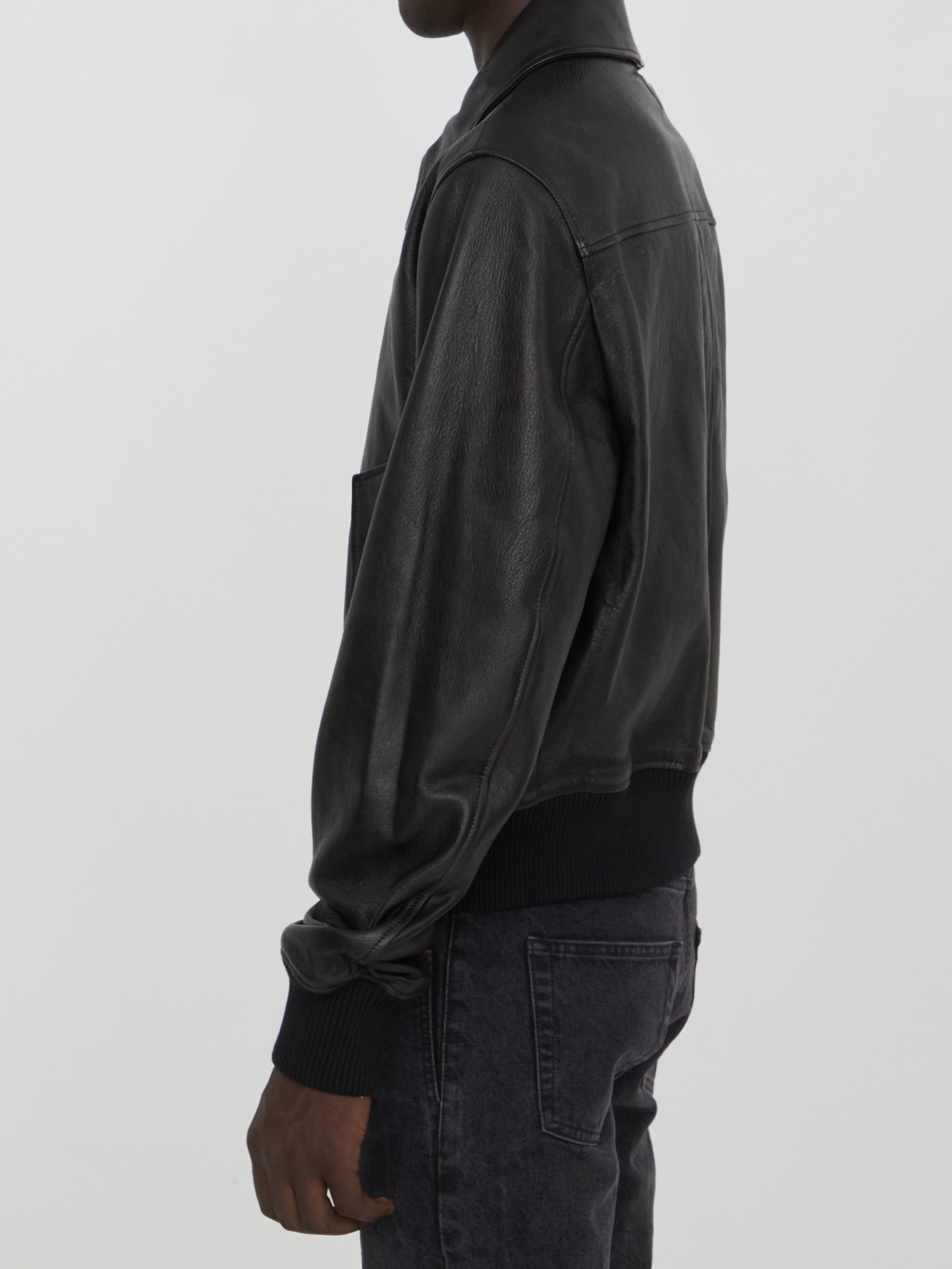 Shop Ami Alexandre Mattiussi Leather Jacket In Black