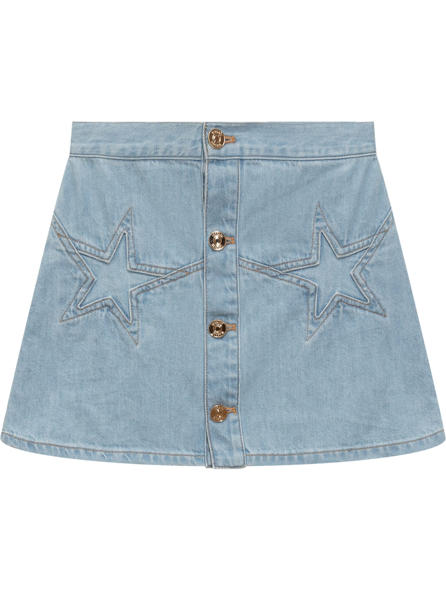 Versace Kids' Skirt Denim In Blu Chiaro