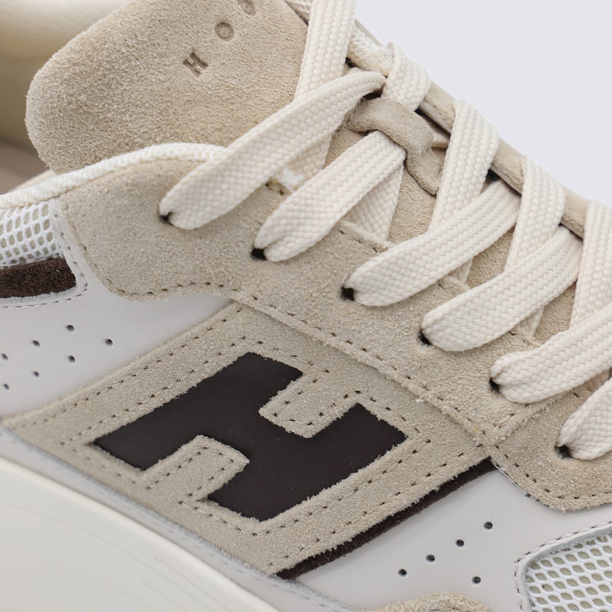 Hogan Suede And Mesh Sneakers In Neutral