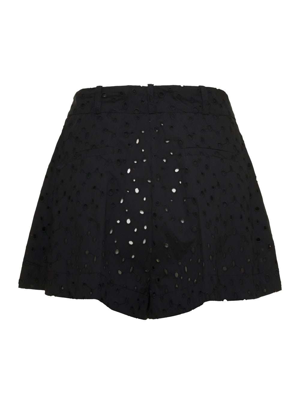 Shop Semicouture Black Broderie Anglaise Shorts In Cotton Blend Woman