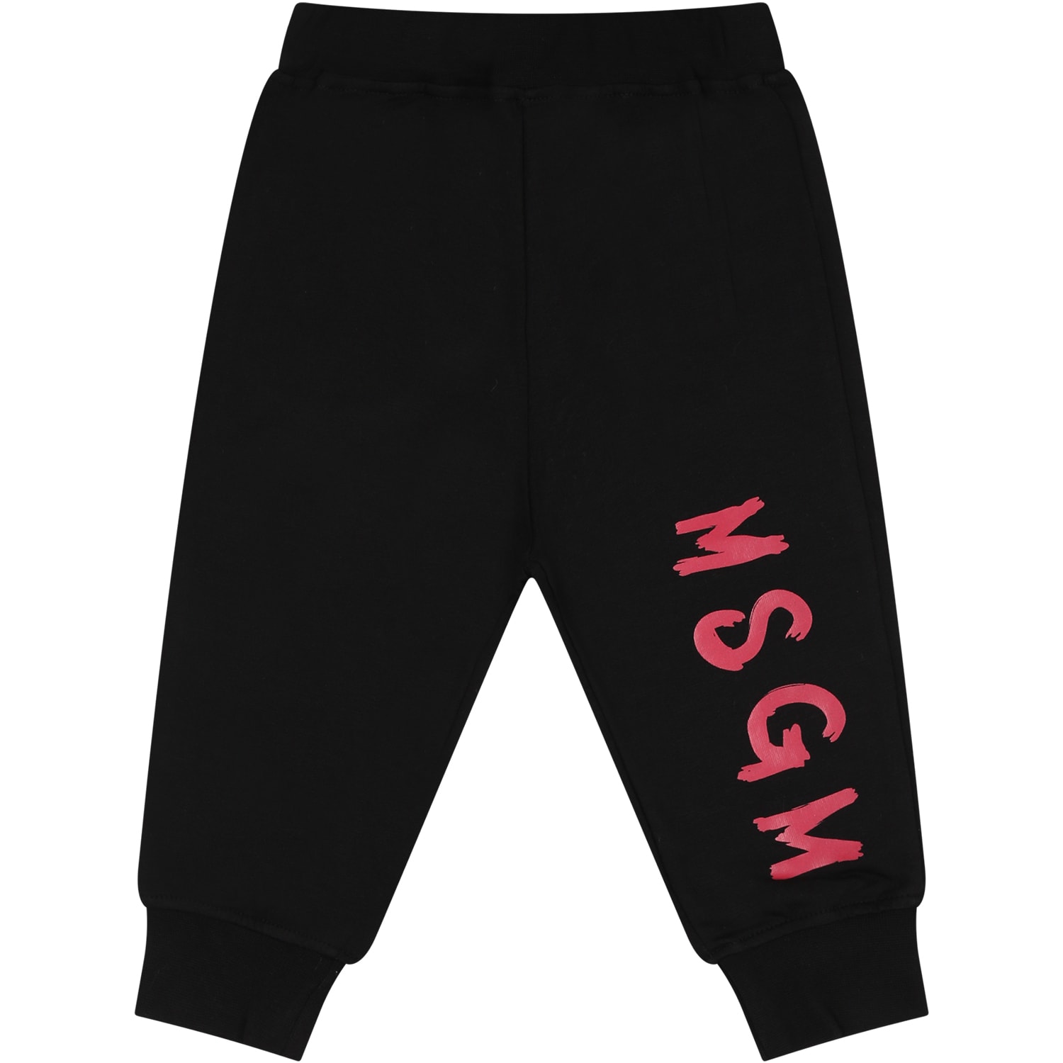 Msgm Black Trousers For Baby Girl With Logo