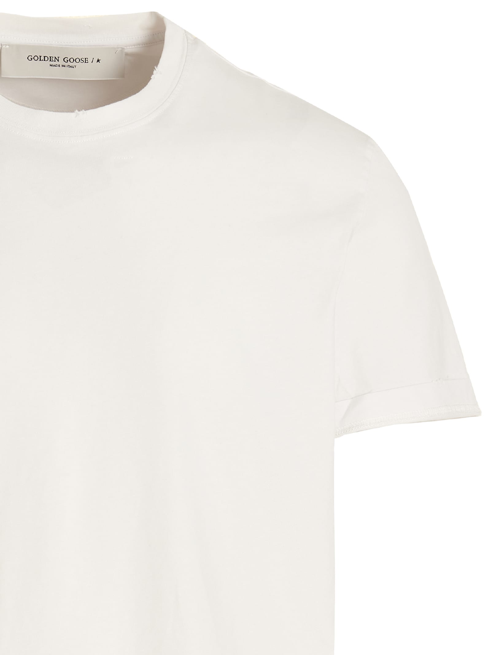Shop Golden Goose Distressed Cotton T-shirt In White