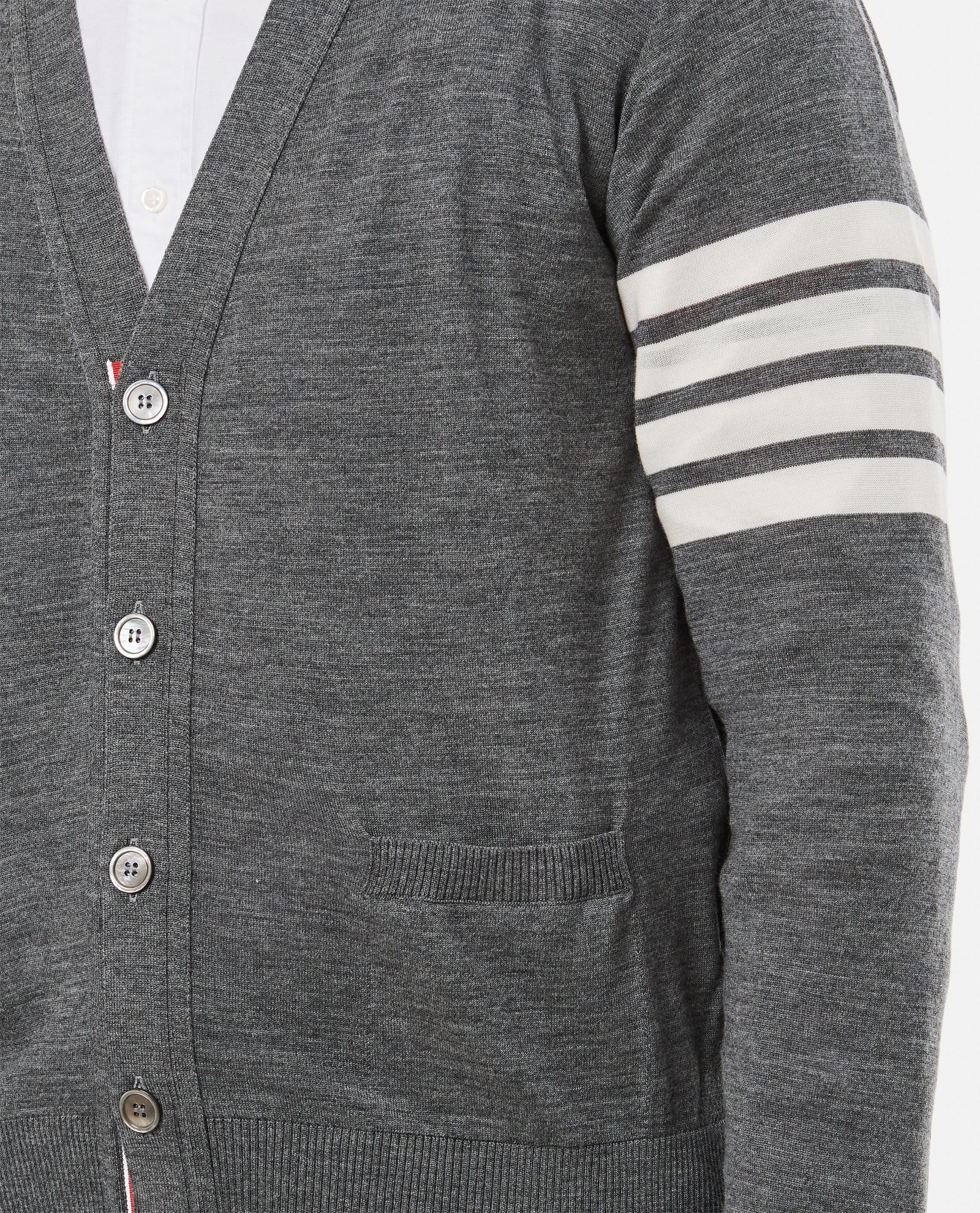 Shop Thom Browne Classic V Neck Cardigan In Grey