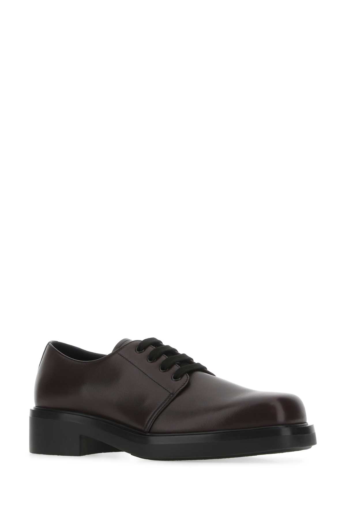 Shop Prada Aubergine Leather Lace-up Shoes In F0397