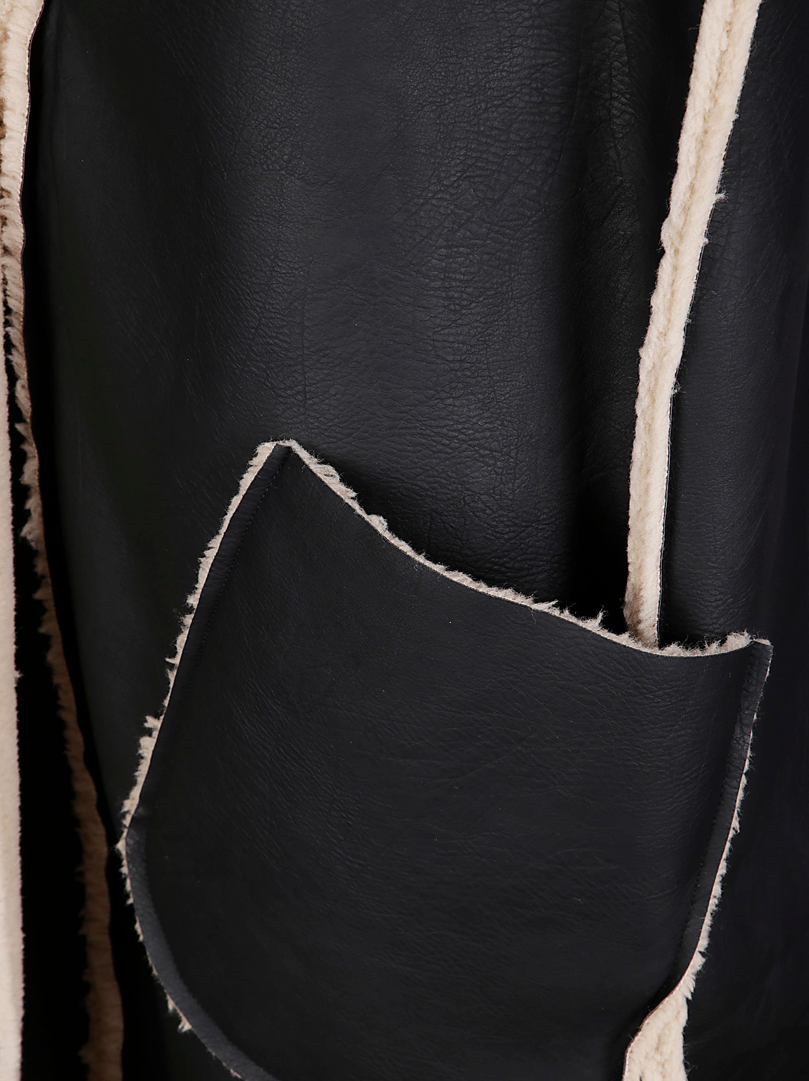 Stefano Mortari Long Sheepskin-effect Vest In Synthetic Material In Black