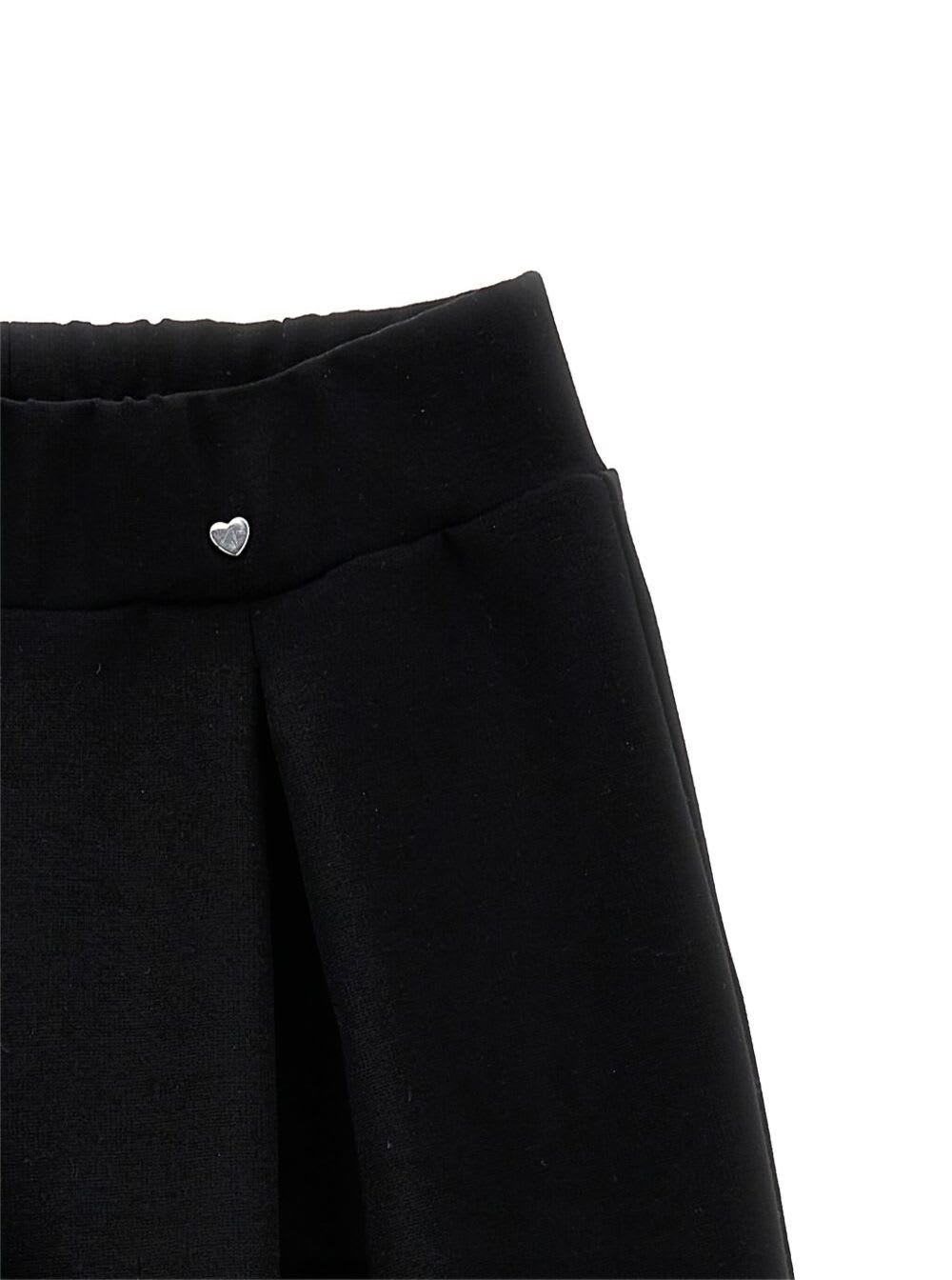 Monnalisa Pantaloni Con Vita Elasticizzata E Cuore Sul Fronte In Cotone Neri Bambina In Black