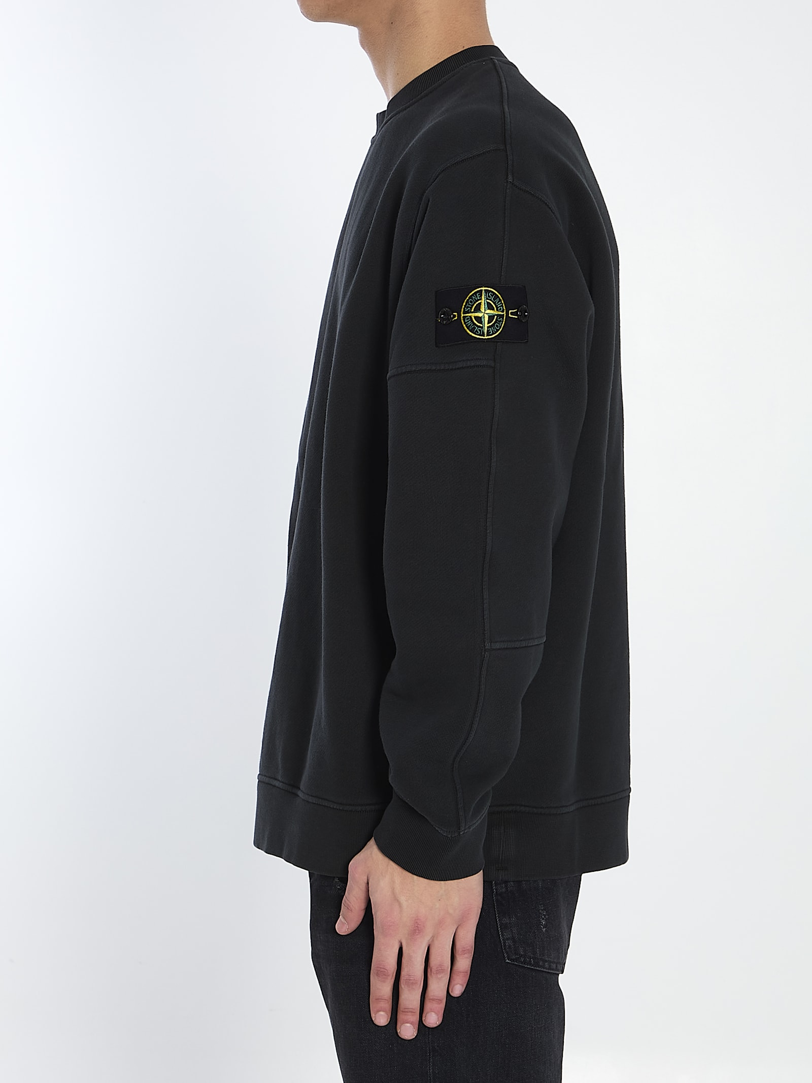 Stone Island Lightweight Wool Crew Neck Pullover In Black