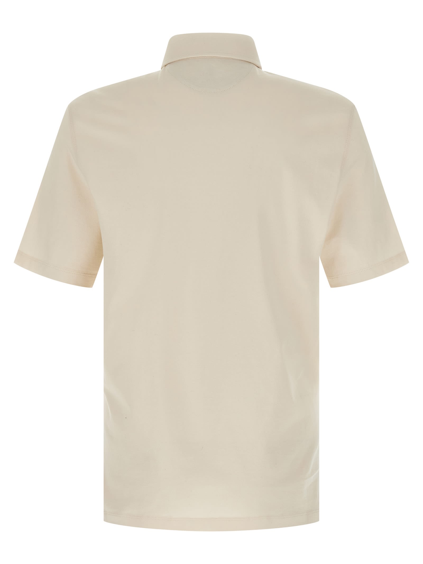 Brunello Cucinelli Linen Cotton Polo Shirt In Neutral