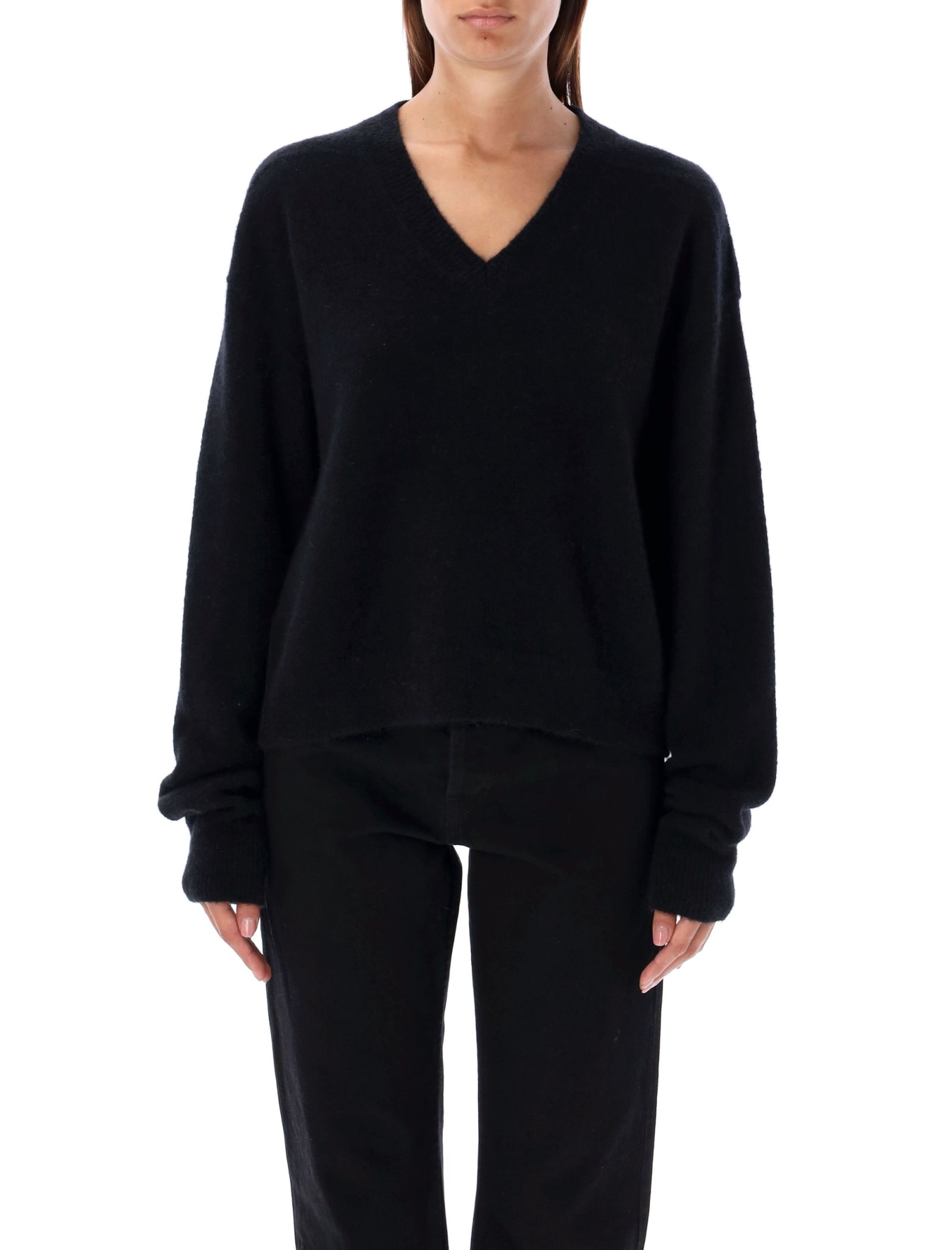 Shop Rick Owens Tommy V-neck Sweater In Black