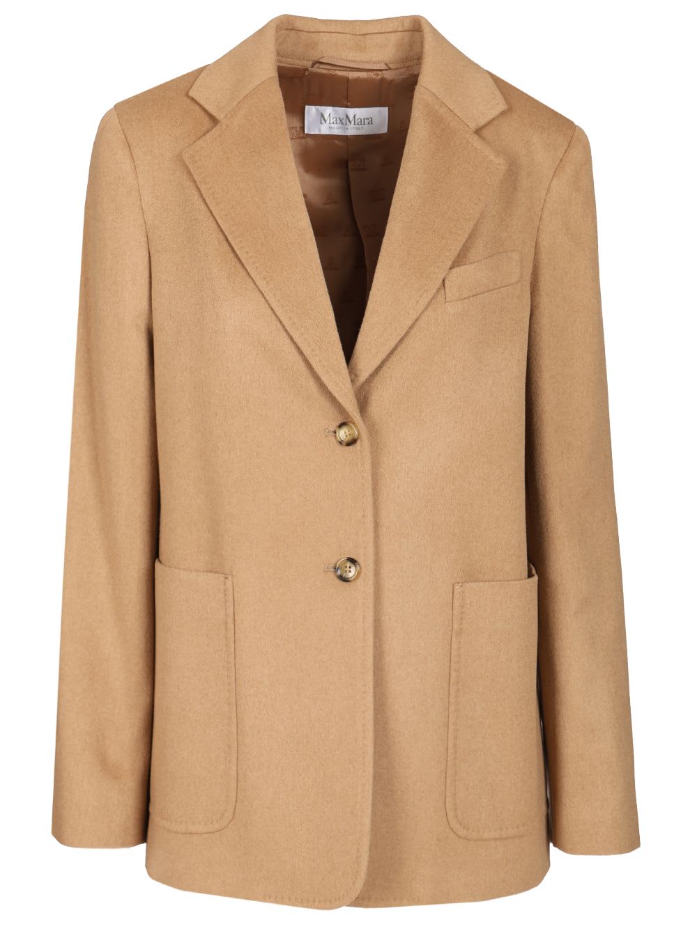 Max Mara Camel Drap Blazer In Brown