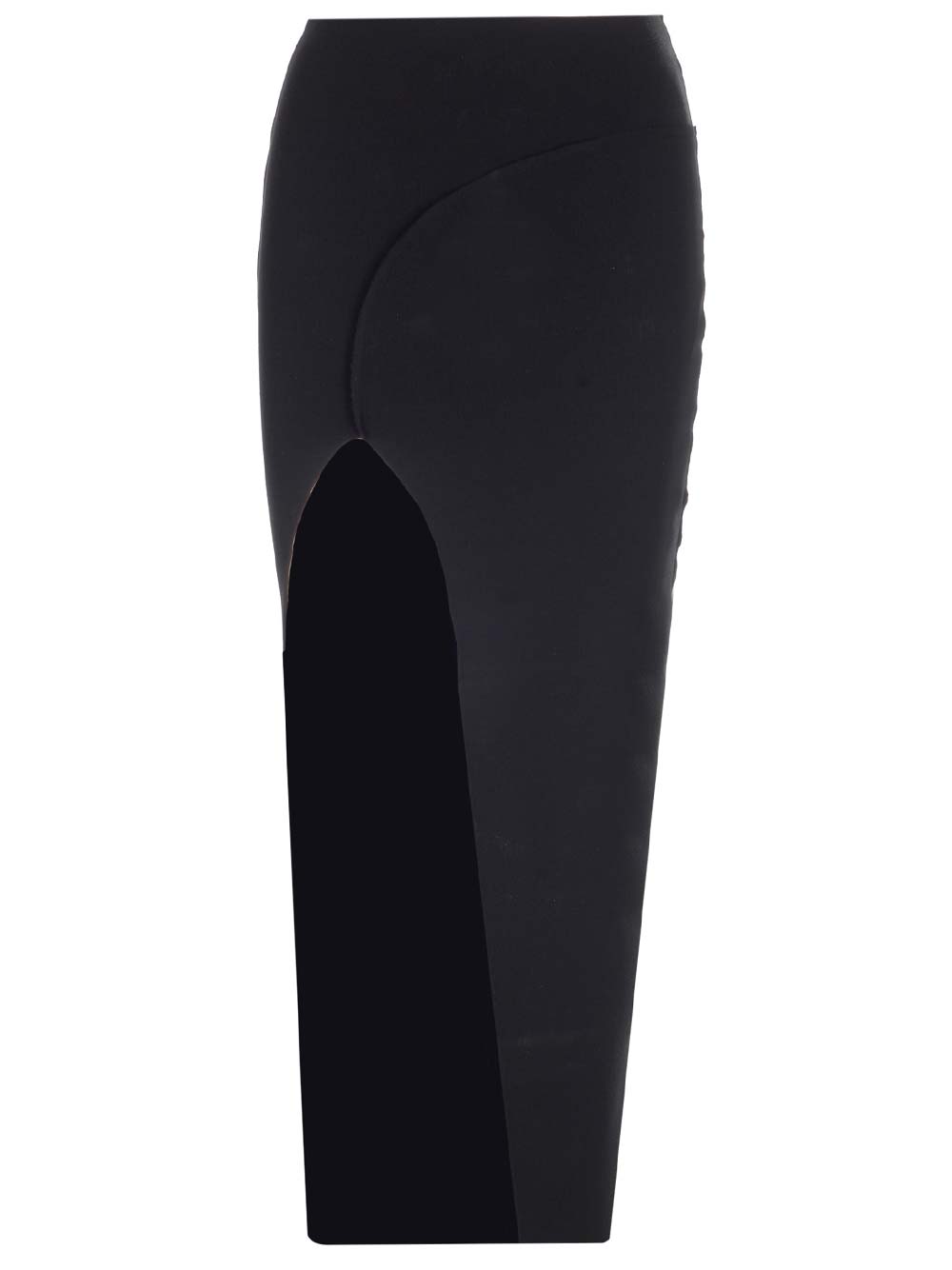 Shop Rick Owens Long Skirt With Side Slit In Black