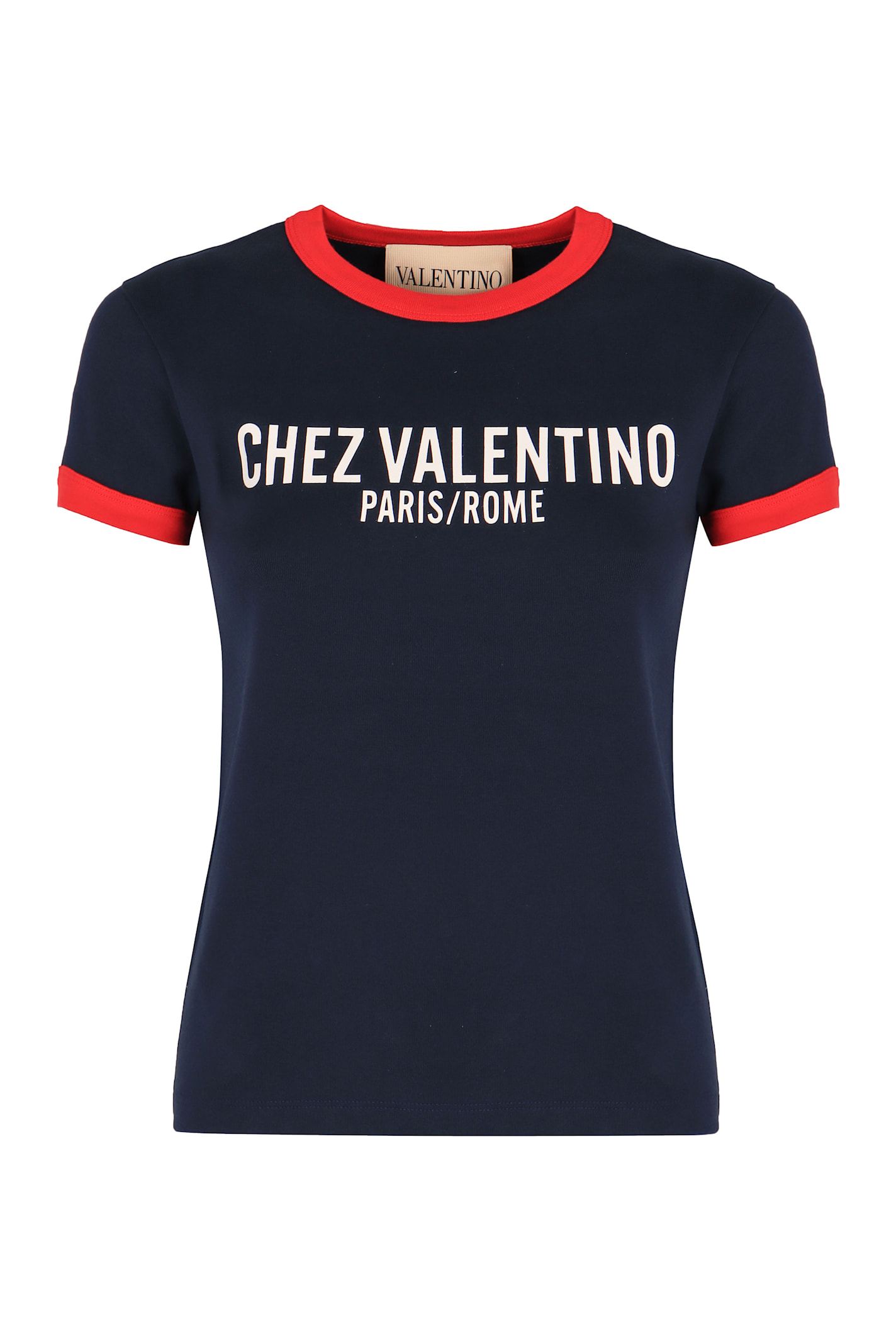 Valentino Logo Cotton T-shirt In Blue
